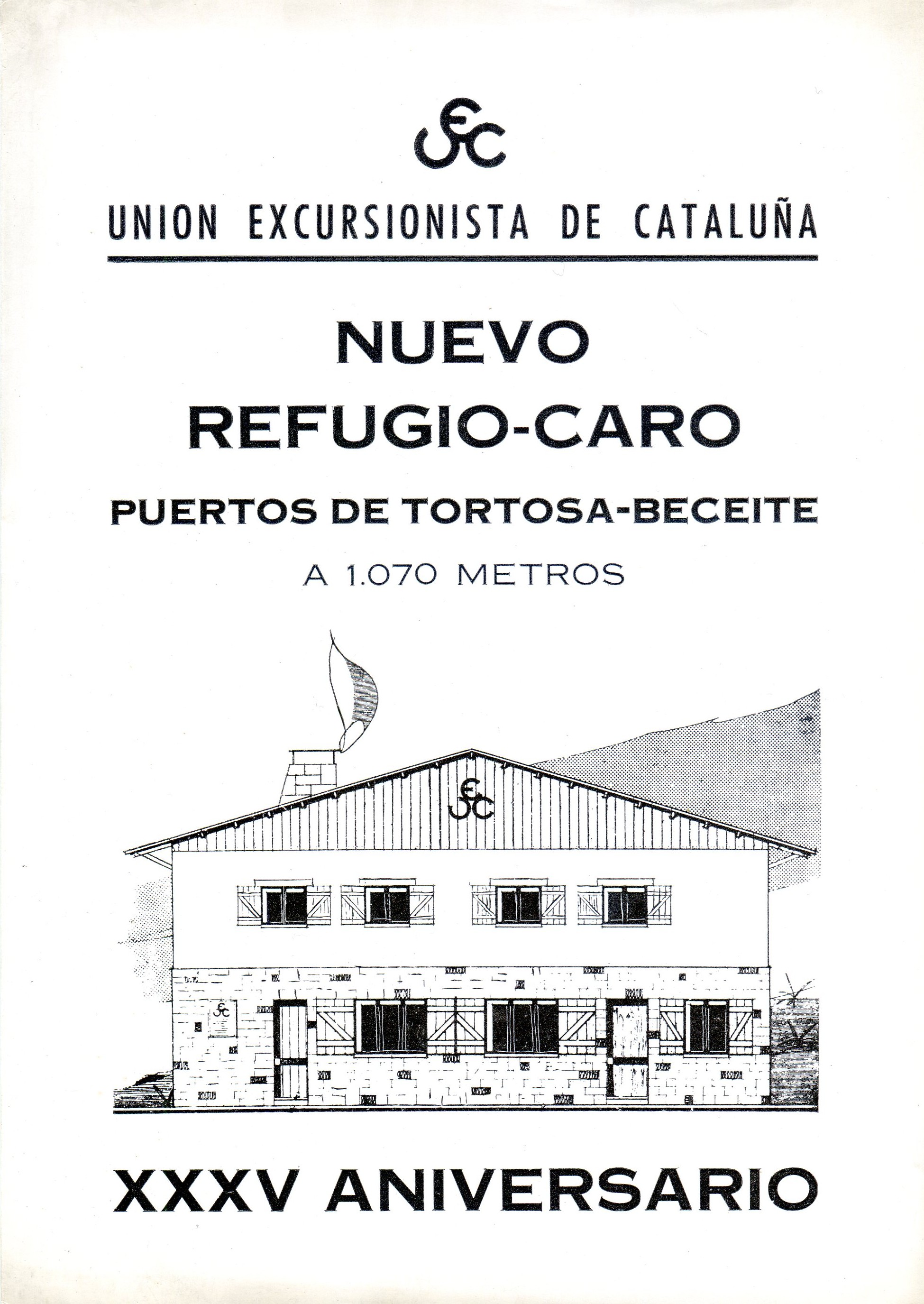 Nuevo Refugio-Caro : Puertos de Tortosa-Beceite a 1.070 metros : XXXV Aniversario - Portada