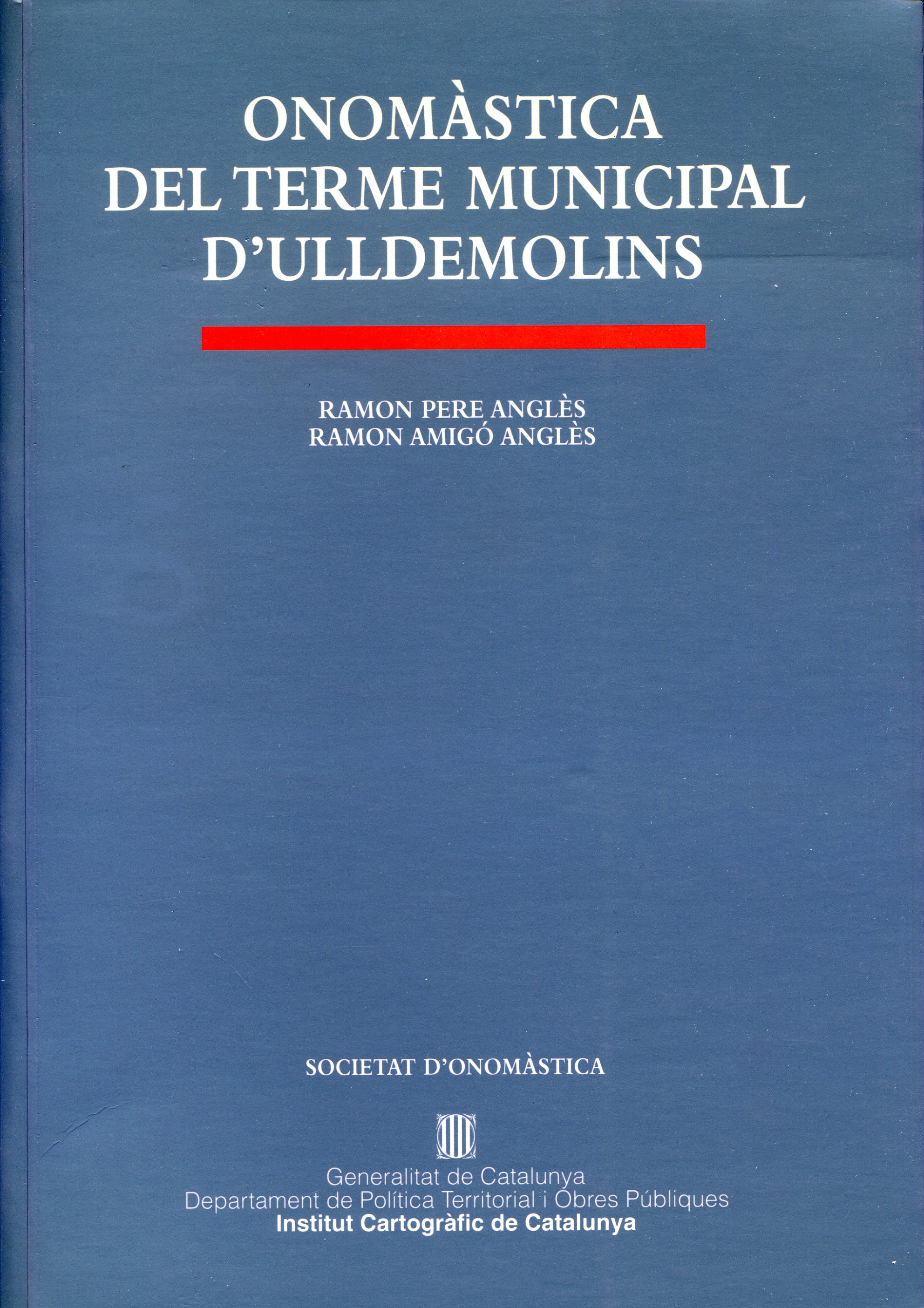 Onomàstica del terme municipal d'Ulldemolins - Portada