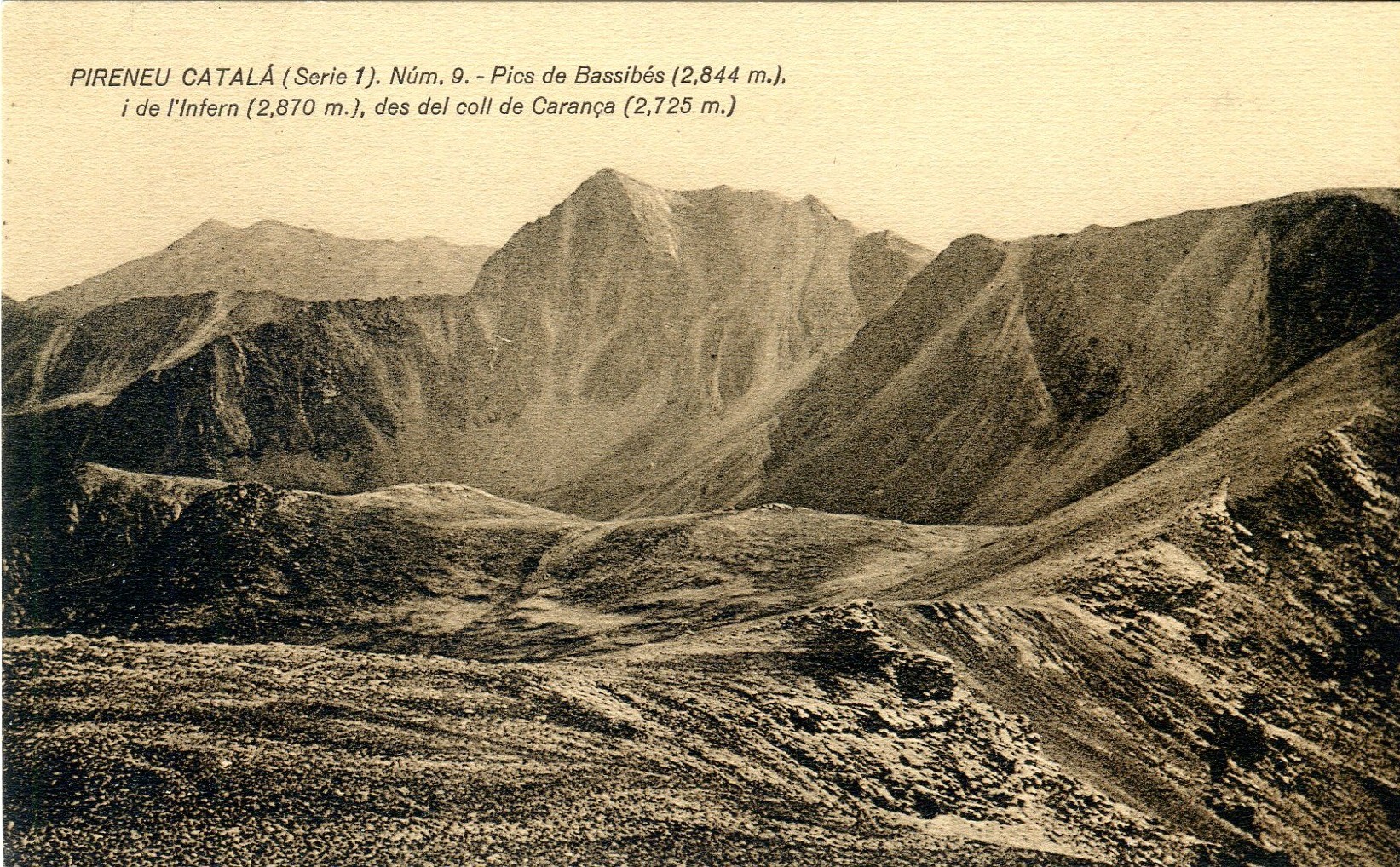 PIRINEU CATALÁ (Serie 1). Núm. 9. Pics de Bassibés (2,844 m.), i de l'Infern (2,870 m.), des del coll de Carança (2,725 m.) - Portada