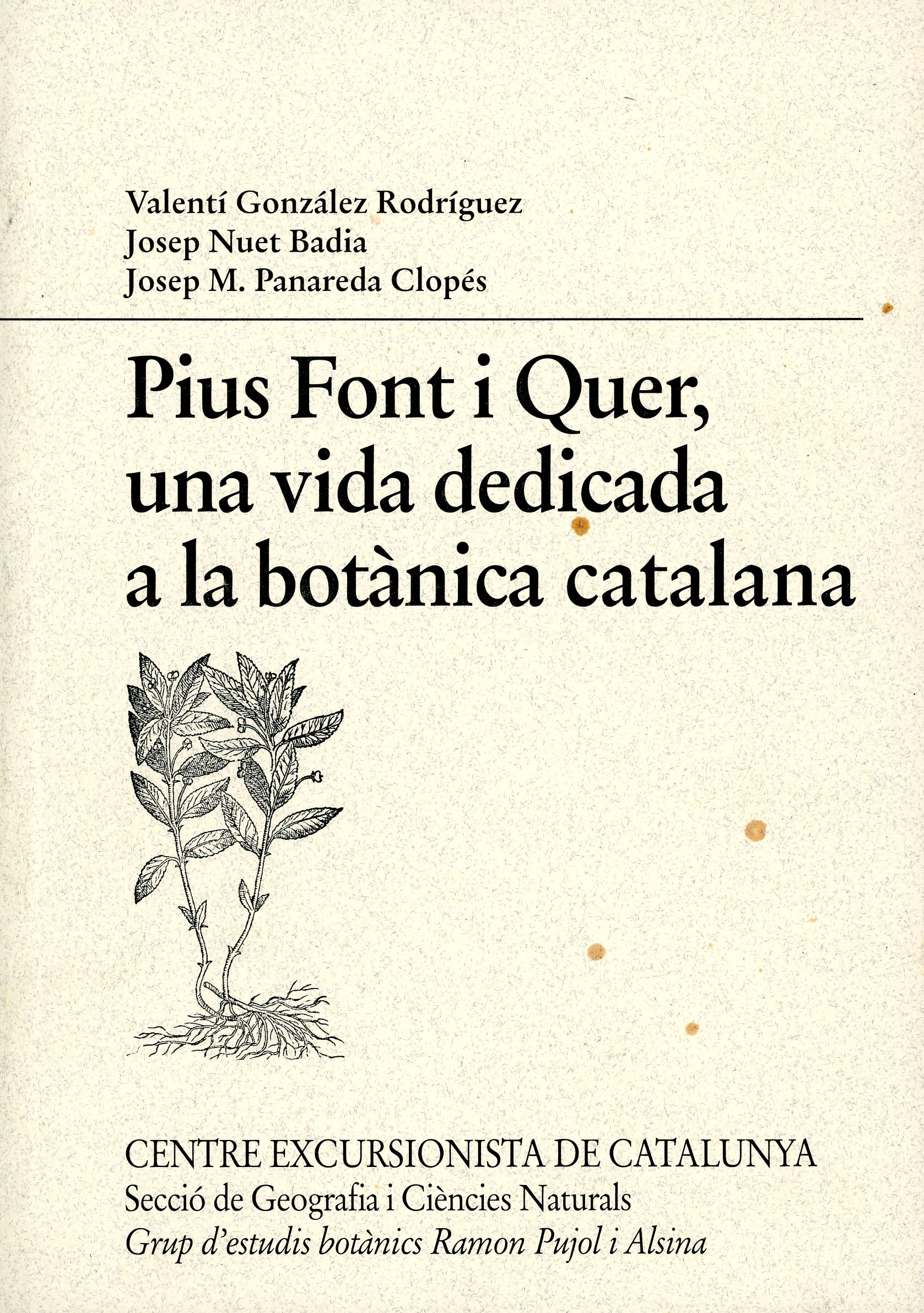 Pius Font i Quer, una vida dedicada a la botànica catalana - Portada