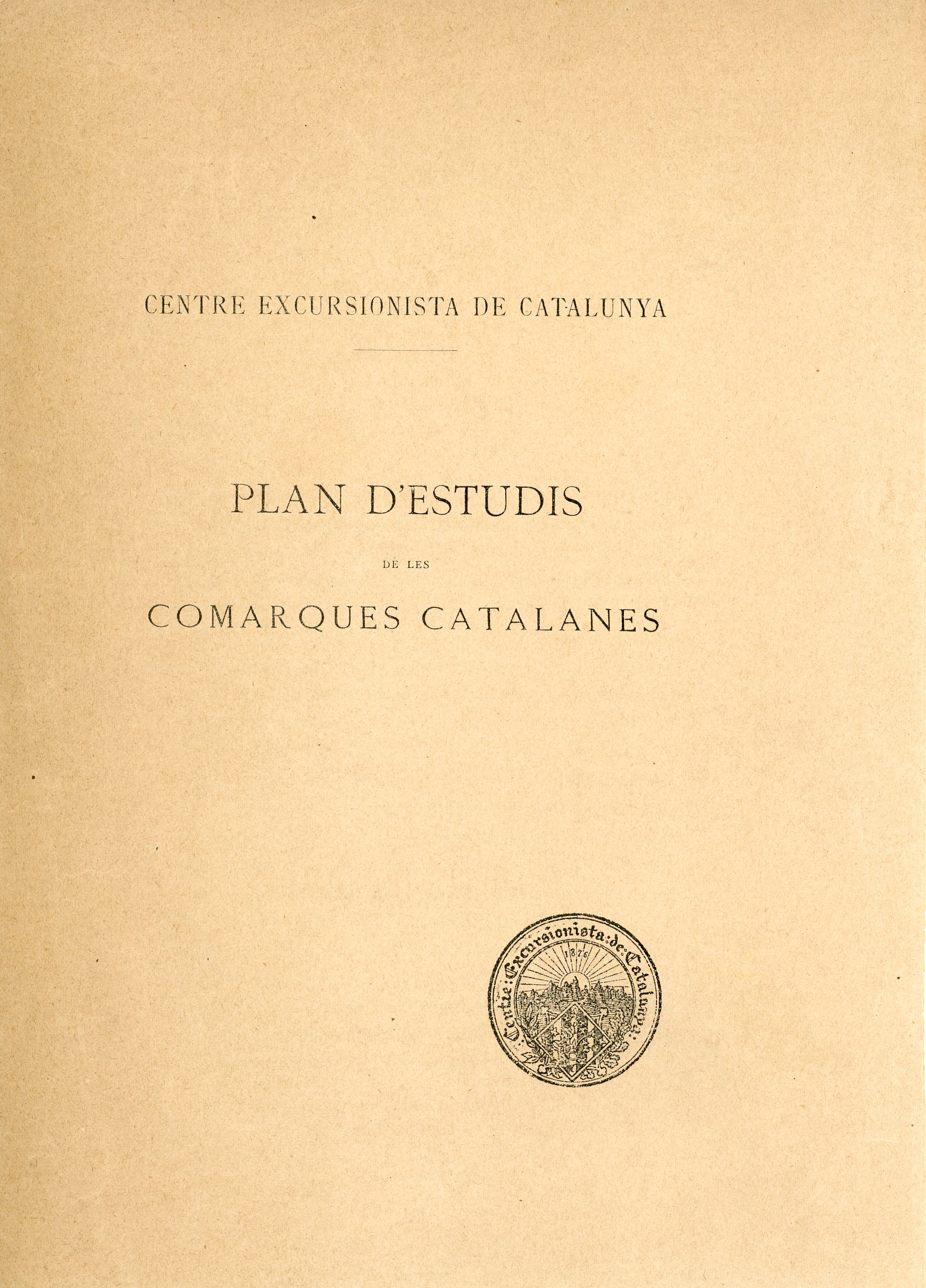 Plan d'estudis de les comarques catalanes - Portada