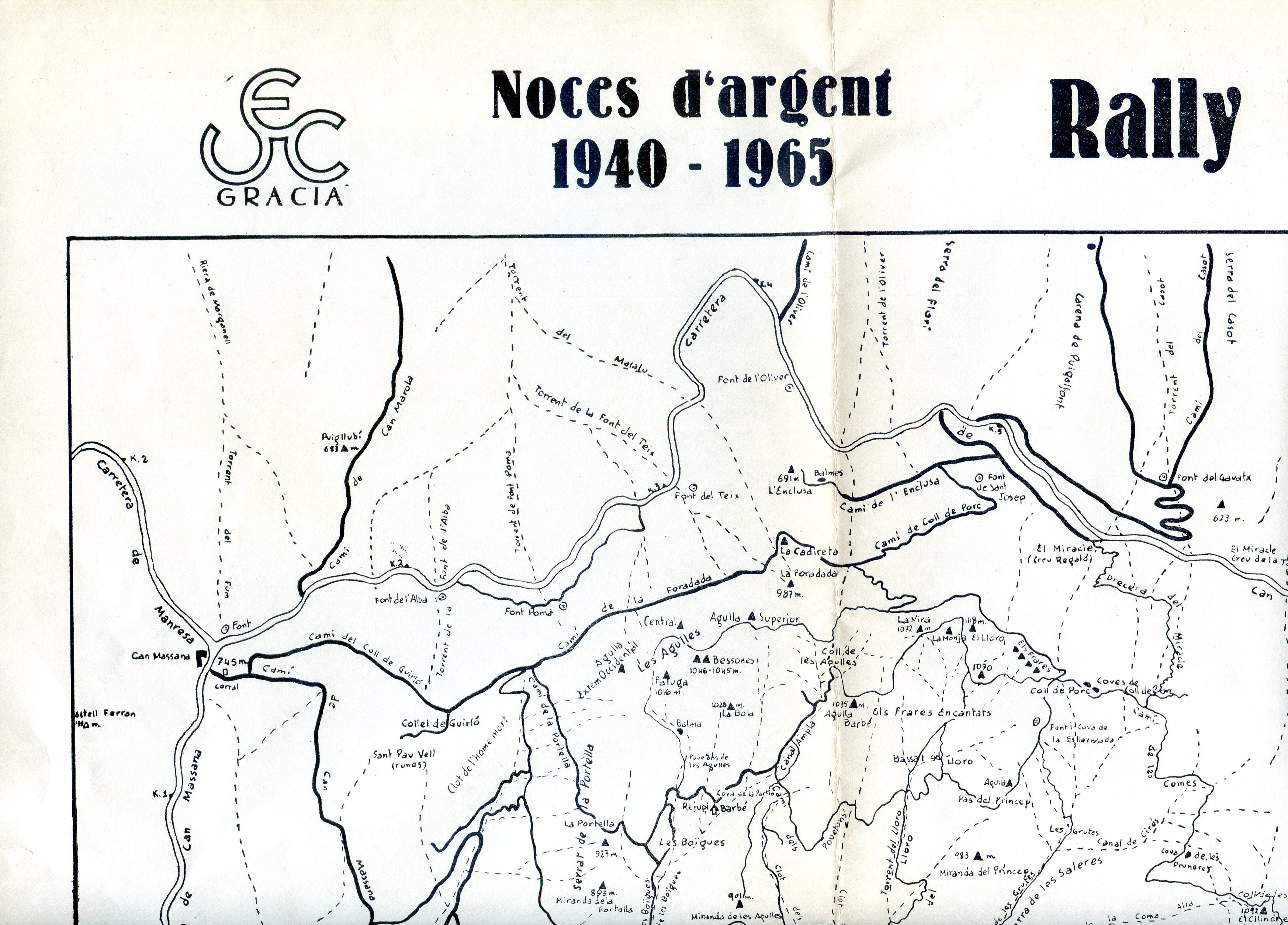 Rally Excursionista a Montserrat : 12-13 juny 1965 : UEC Gràcia Noces d'argent 1940 - 1965 : Mapa de Montserrat - Portada