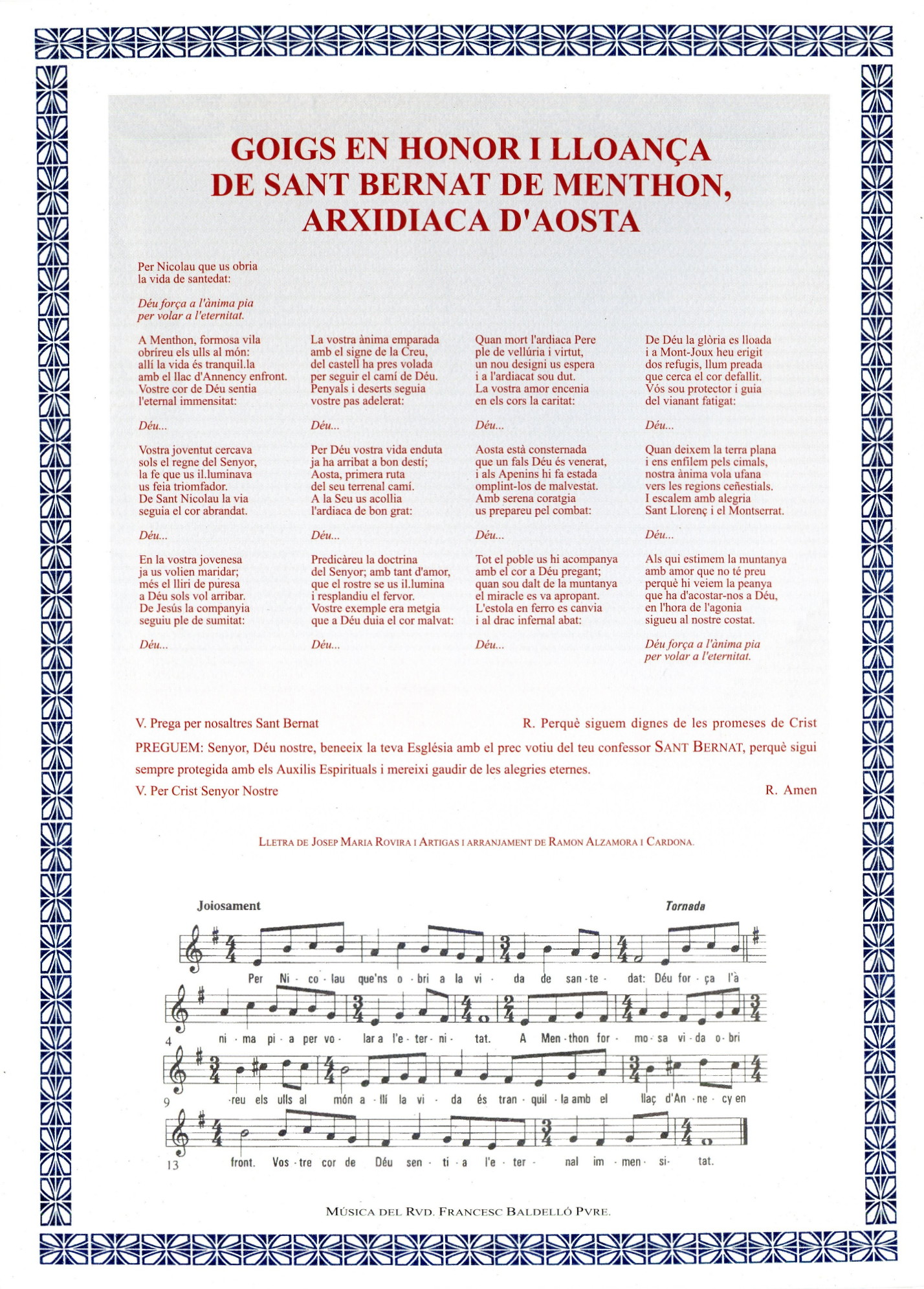 Goigs en honor i lloança de Sant Bernat de Menthon arxidiaca d'Aosta patró dels muntanyencs - Miniatura 2