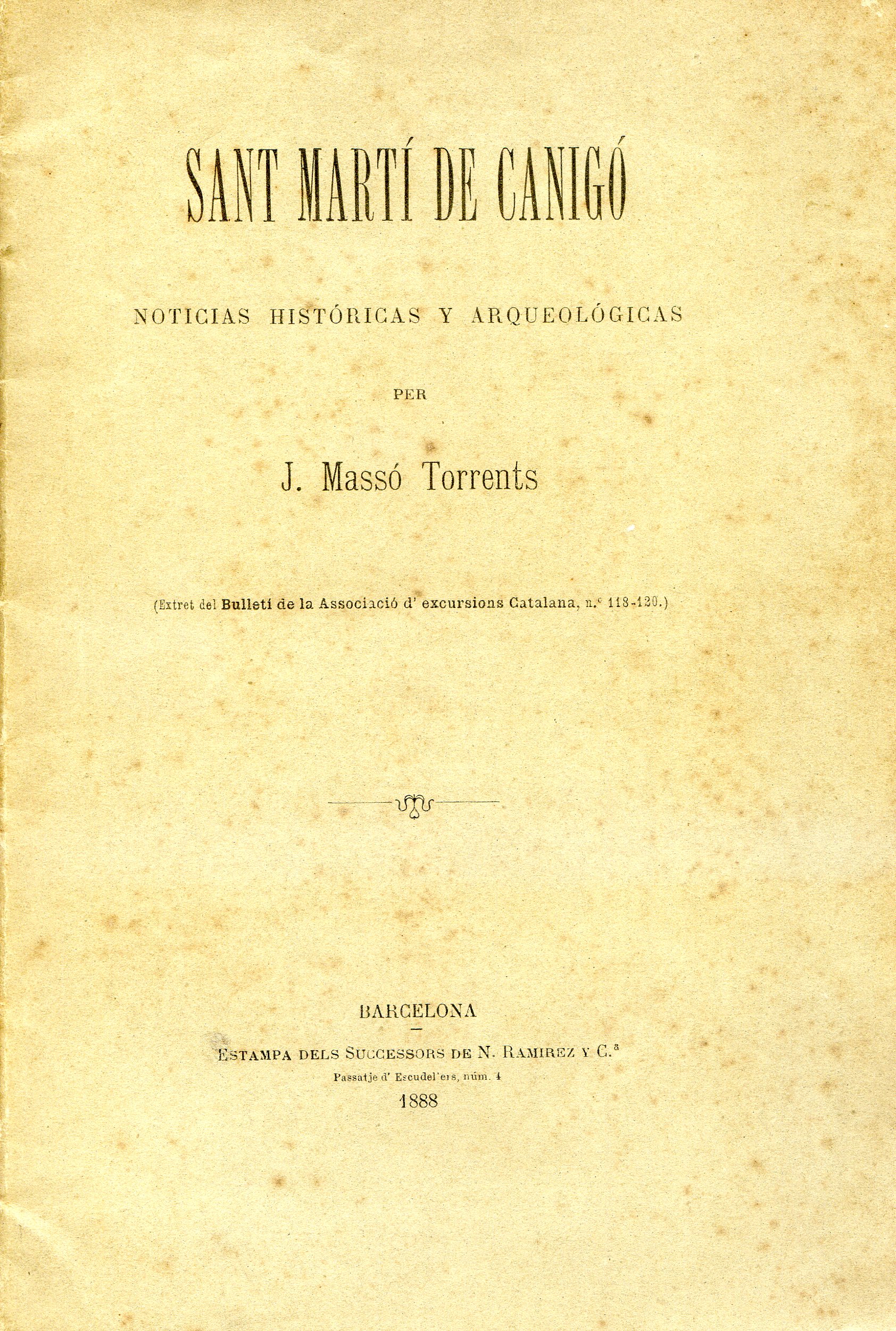 Sant Martí de Canigó : Noticias históricas y arqueológicas - Portada