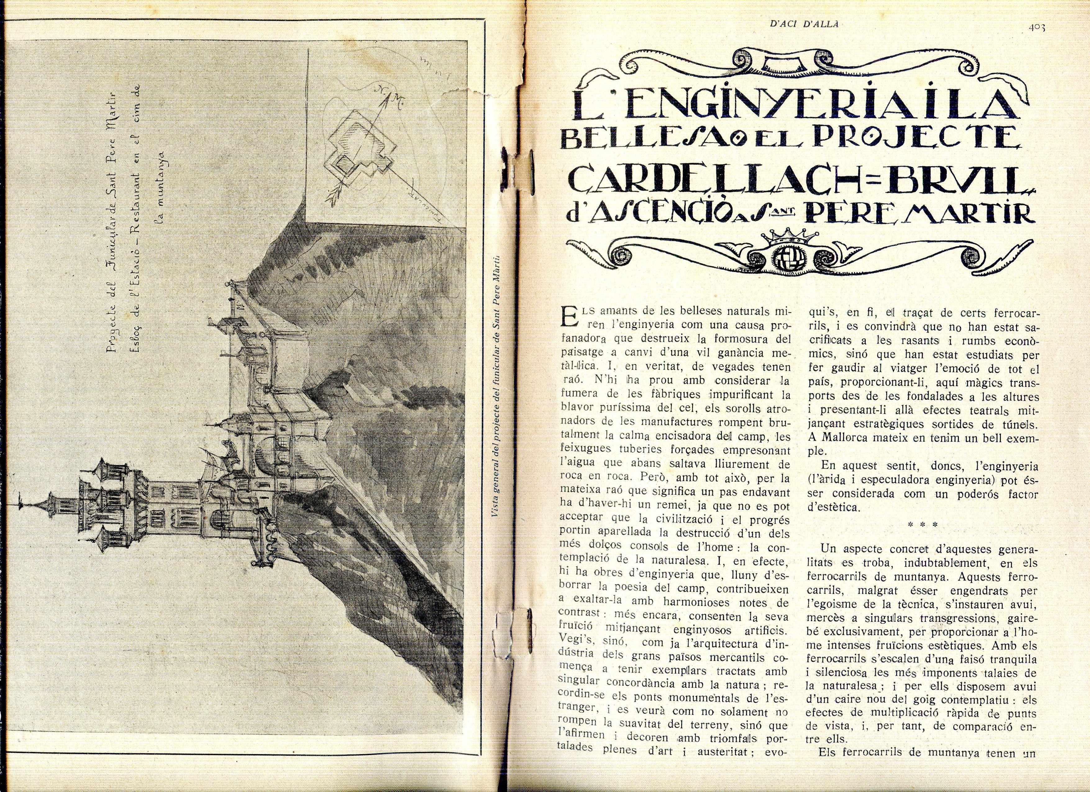 [enginyeria i la bellesa del projecte Cardellach-Brull d'ascensió a Sant Pere Màrtir, L'] - Portada
