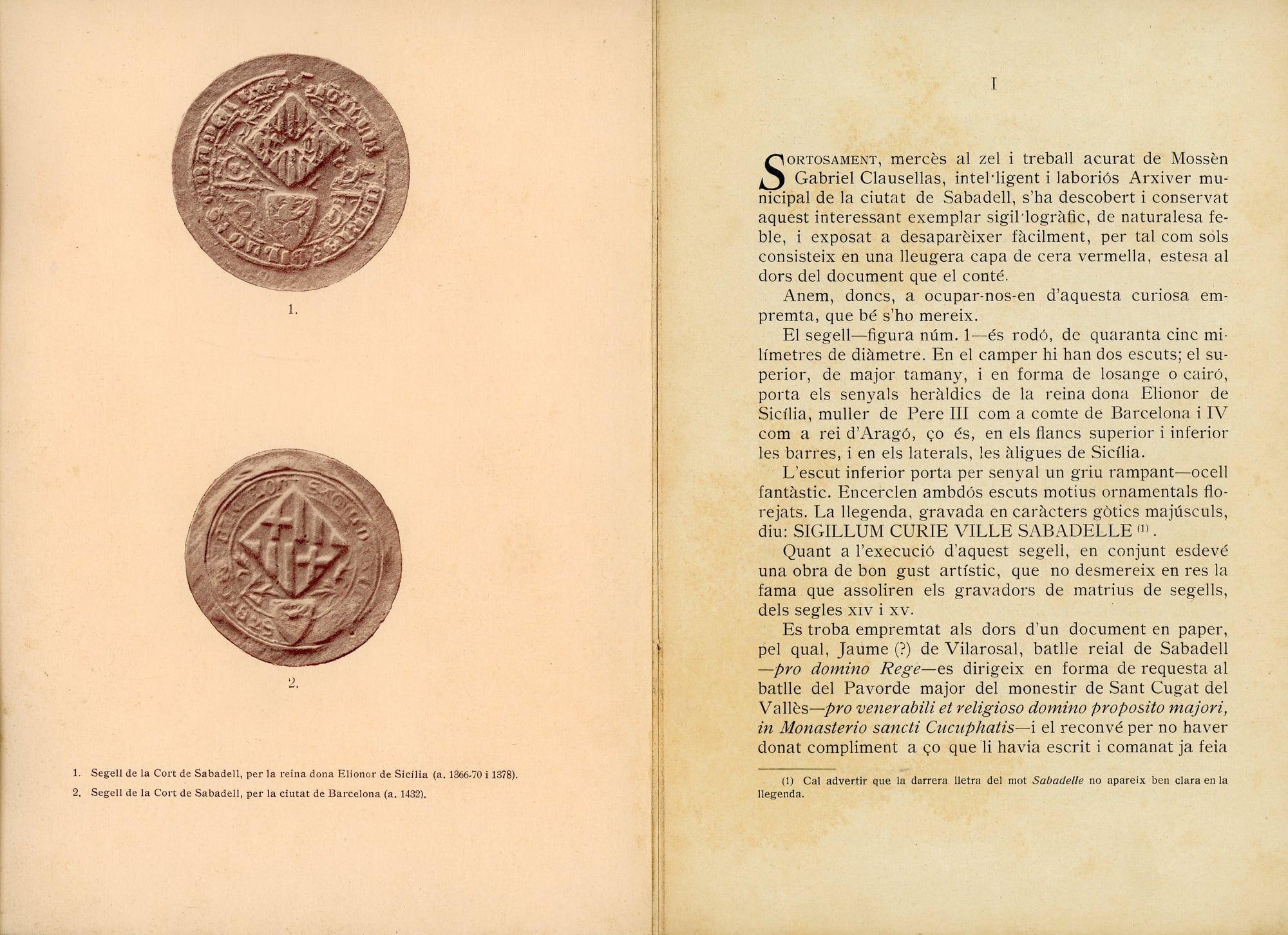 Segell de la cúria o cort de la vila de Sabadell per la reina dona Elionor de Sicília : (segle XIV) : Notes històriques - Miniatura 3