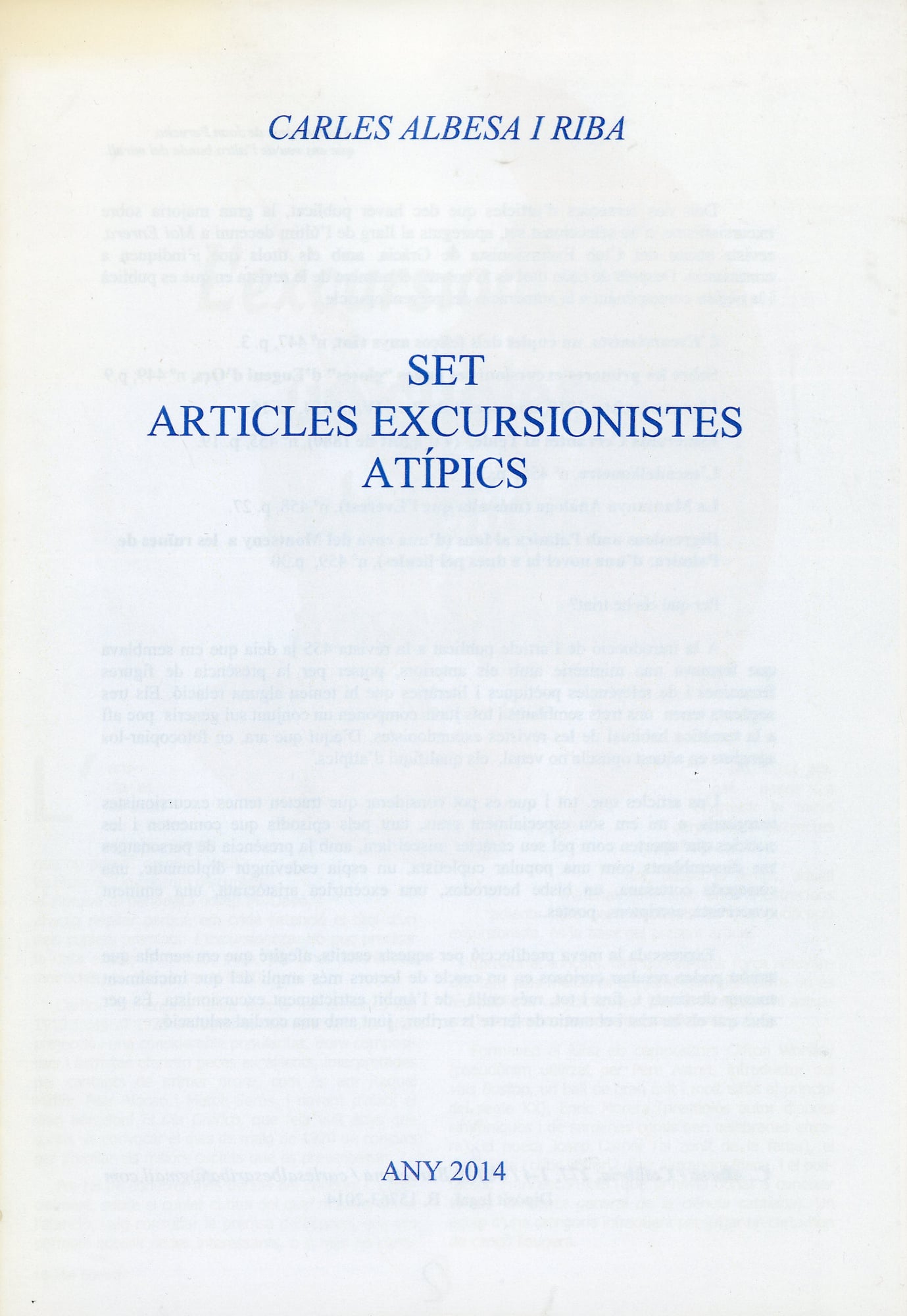 Set articles excursionistes atípics - Portada