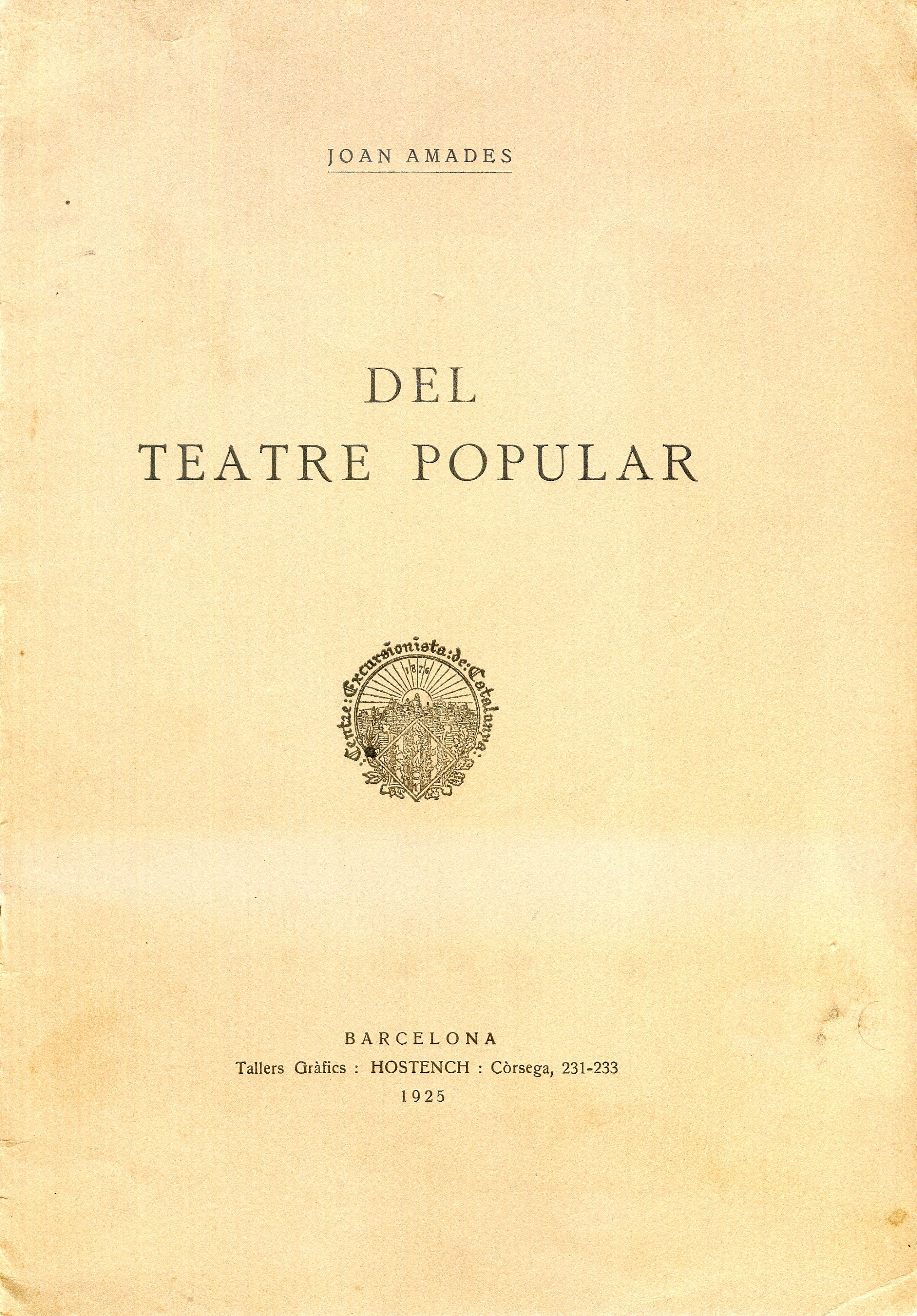 Del teatre popular - Portada