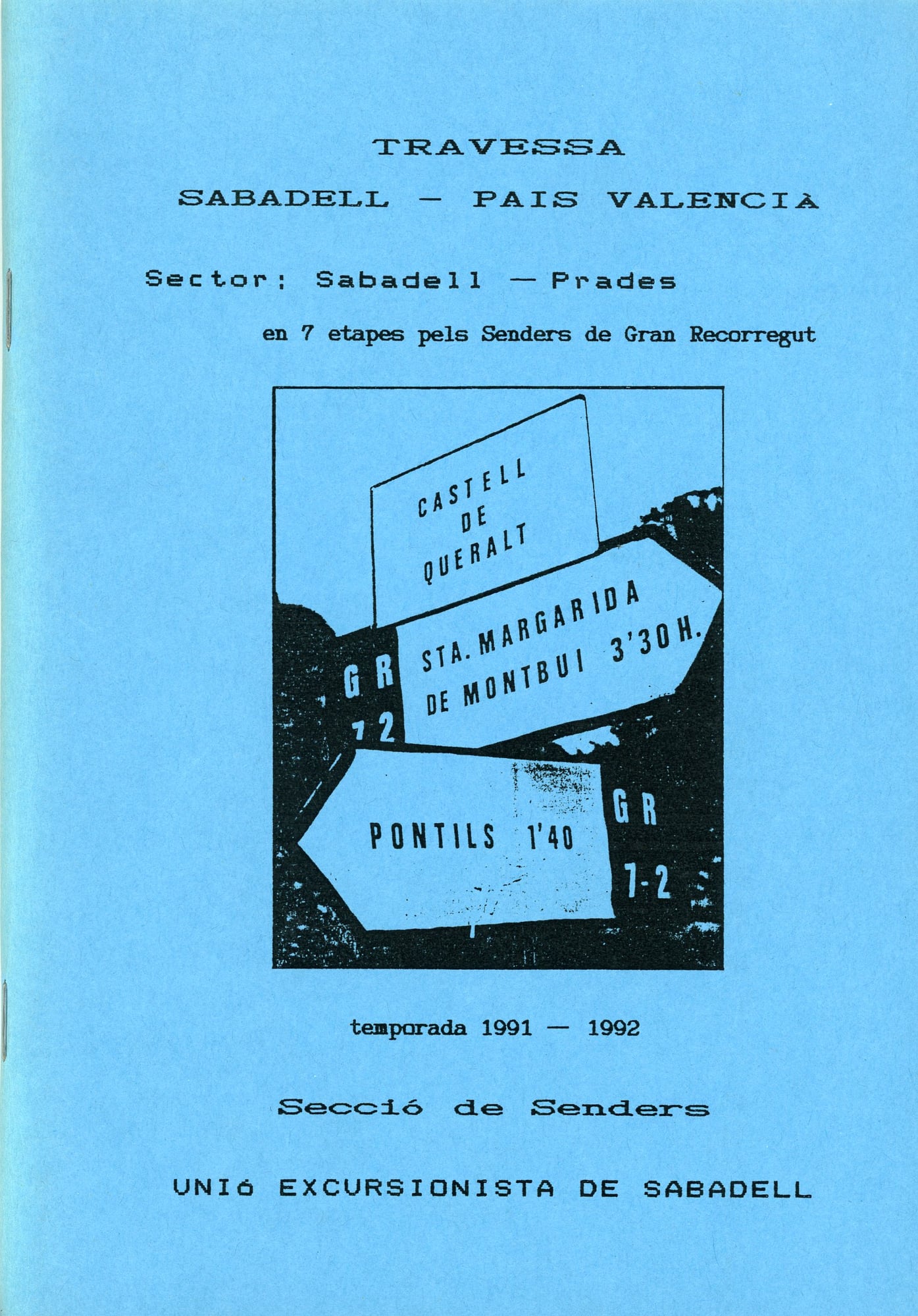 Travessa Sabadell - País Valencià : 1er sector: Sabadell - Prades - Portada