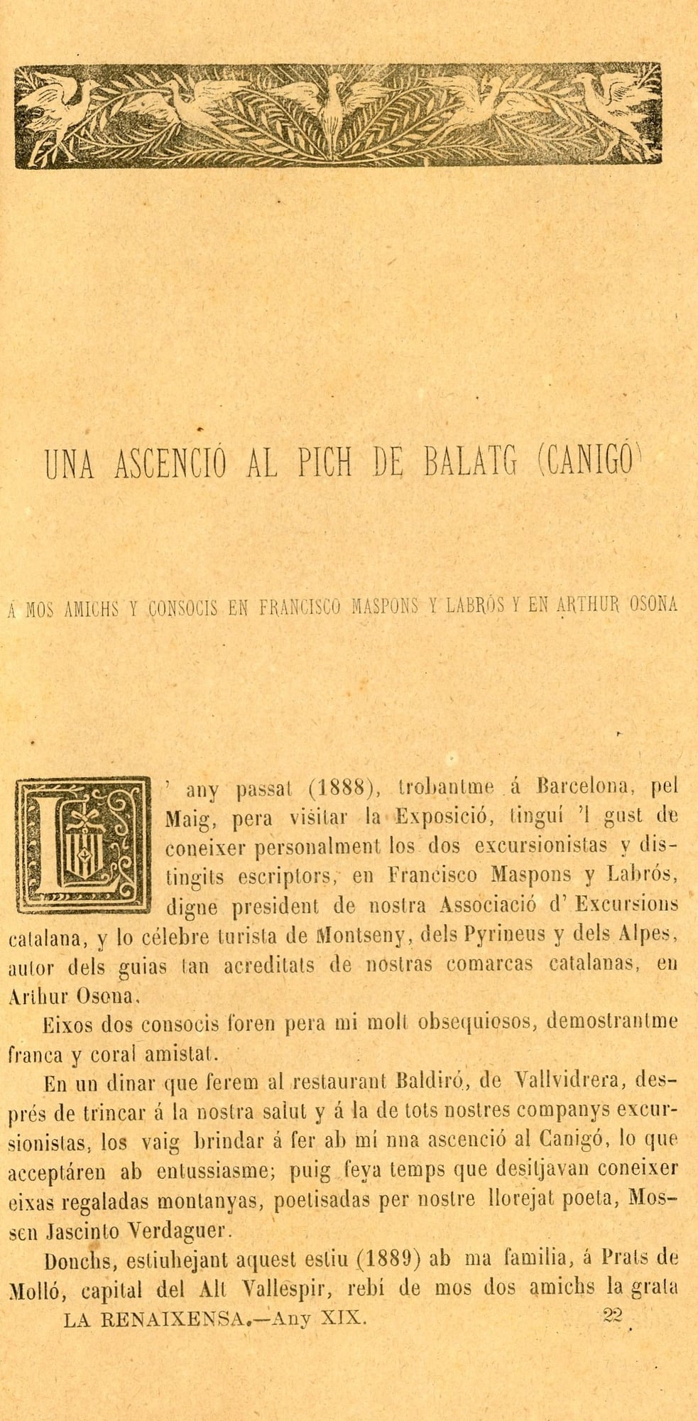 Una ascenció al Pich de Balatg (Canigó) - Portada