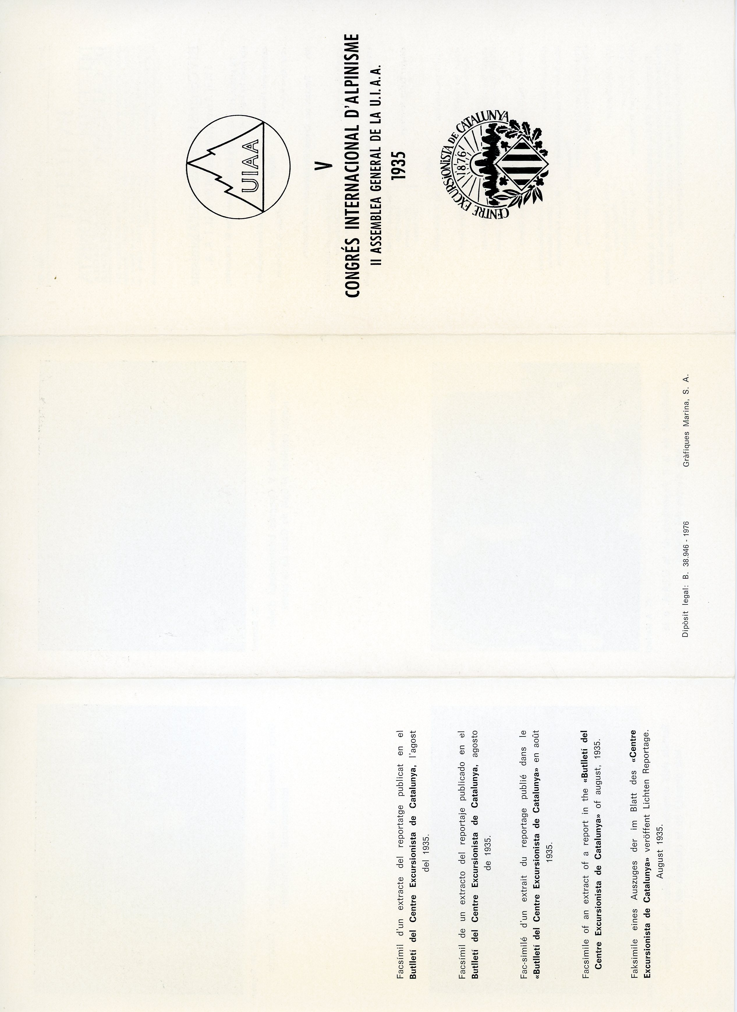 V Congrés Internacional d'Alpinisme : II Assemblea General de la U.I.A.A. 1935 - Miniatura 2