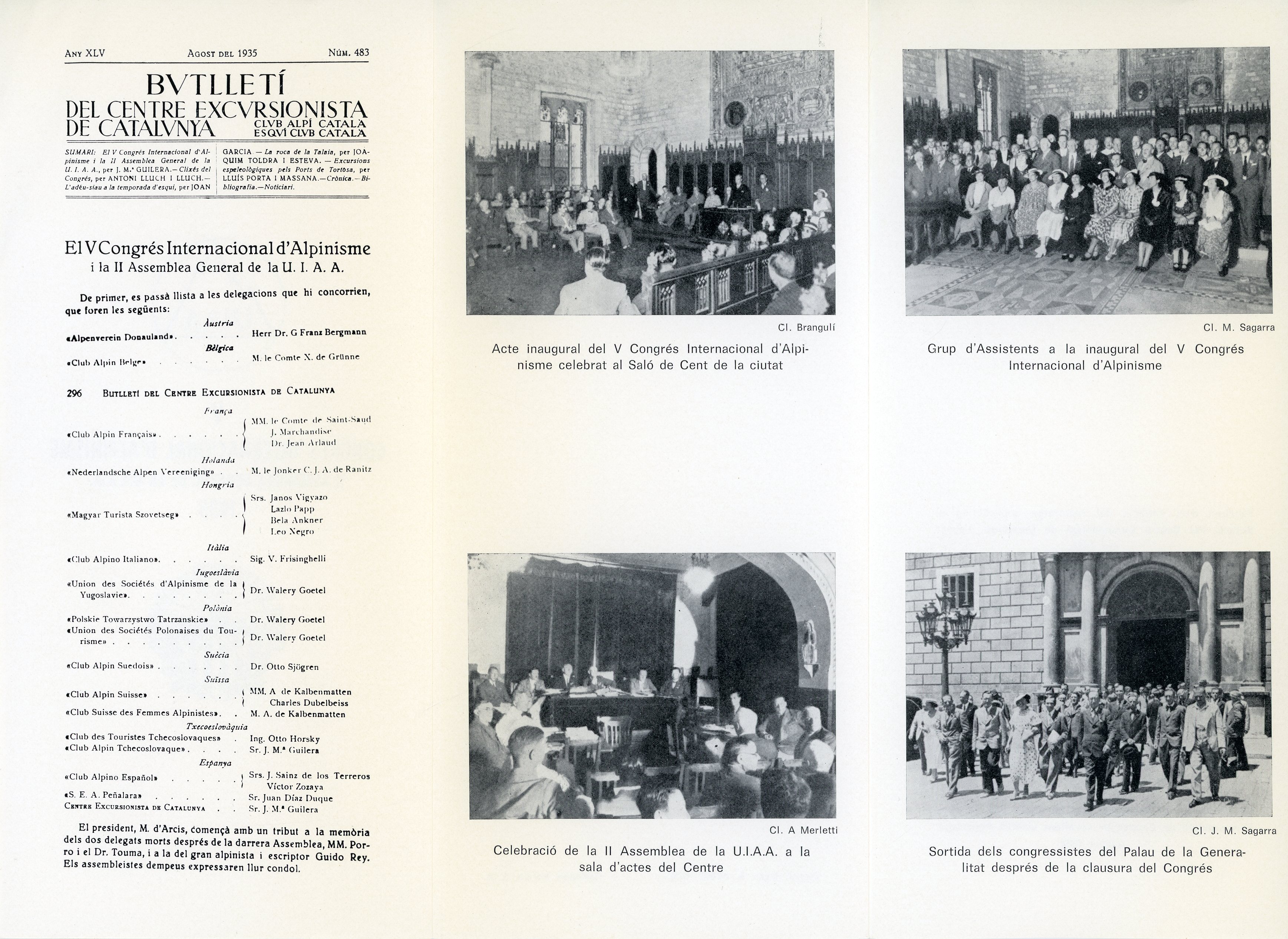 V Congrés Internacional d'Alpinisme : II Assemblea General de la U.I.A.A. 1935 - Miniatura 3