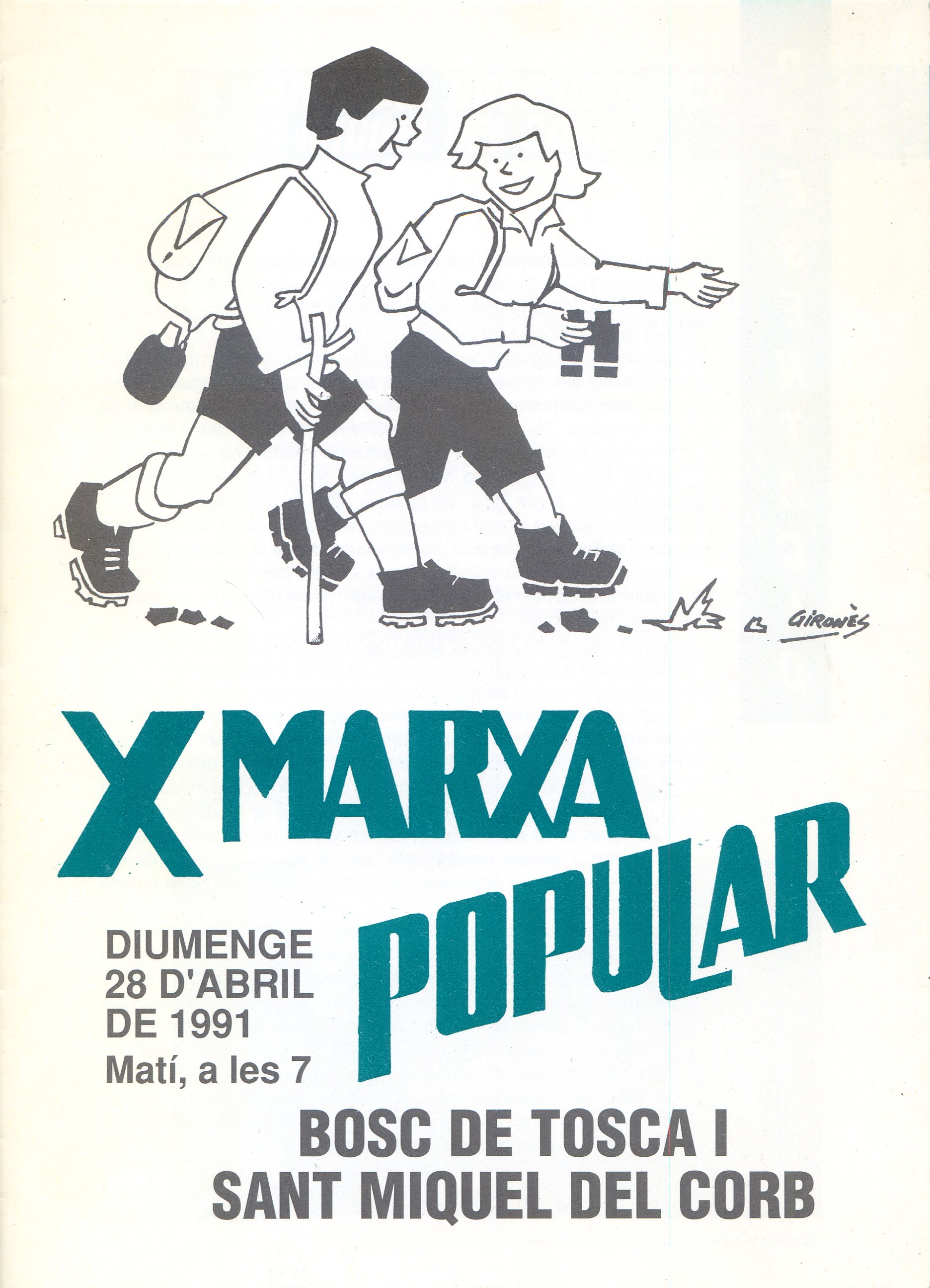 X Marxa Popular : Bosc de Tosca i Sant Miquel del Corb : Diumenge 28 d'abril de 1991 : Matí a les 7 - Portada