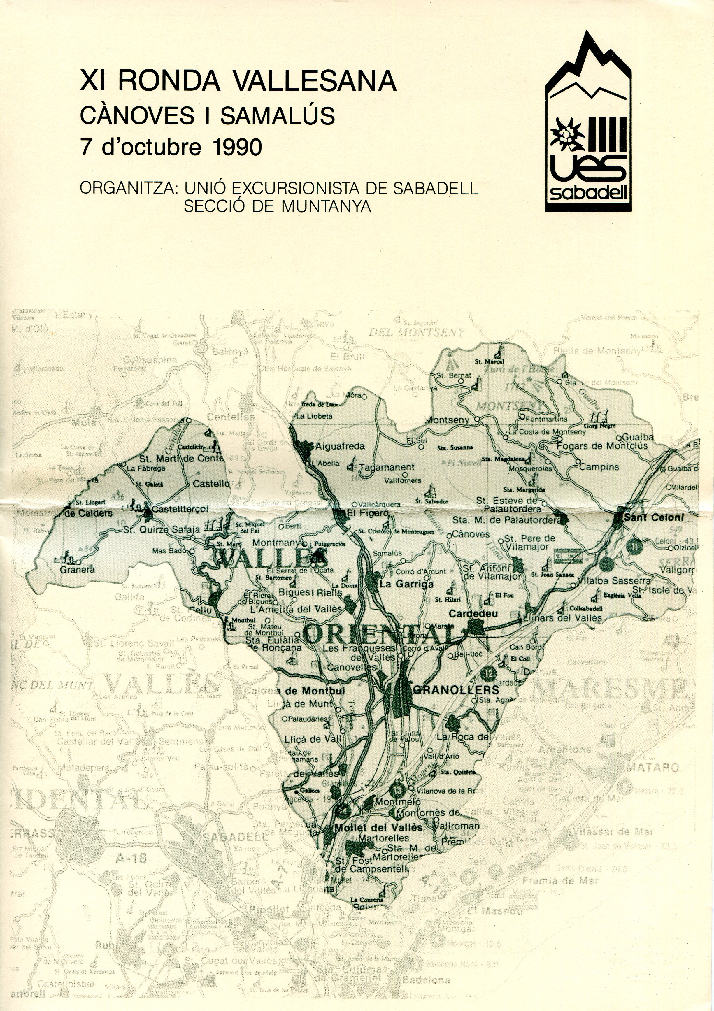 XI Ronda Vallesana : Cànovas i Samalús : 7 d'octubre de 1990 - Portada