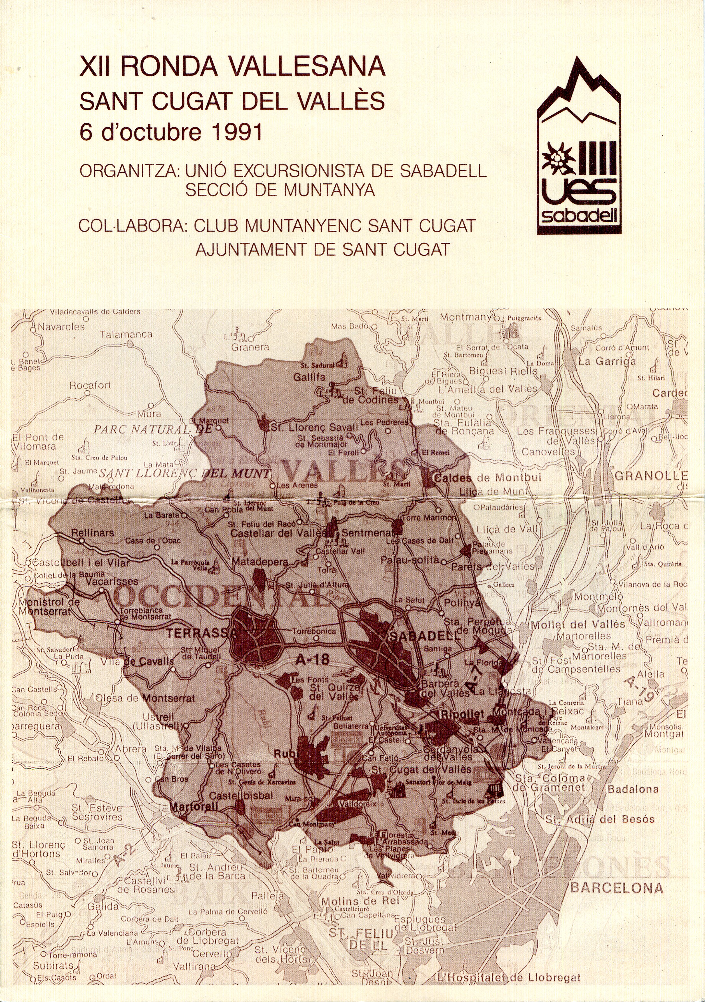 XII Ronda Vallesana : Sant Cugat del Vallès : 6 d'octubre de 1991 - Portada
