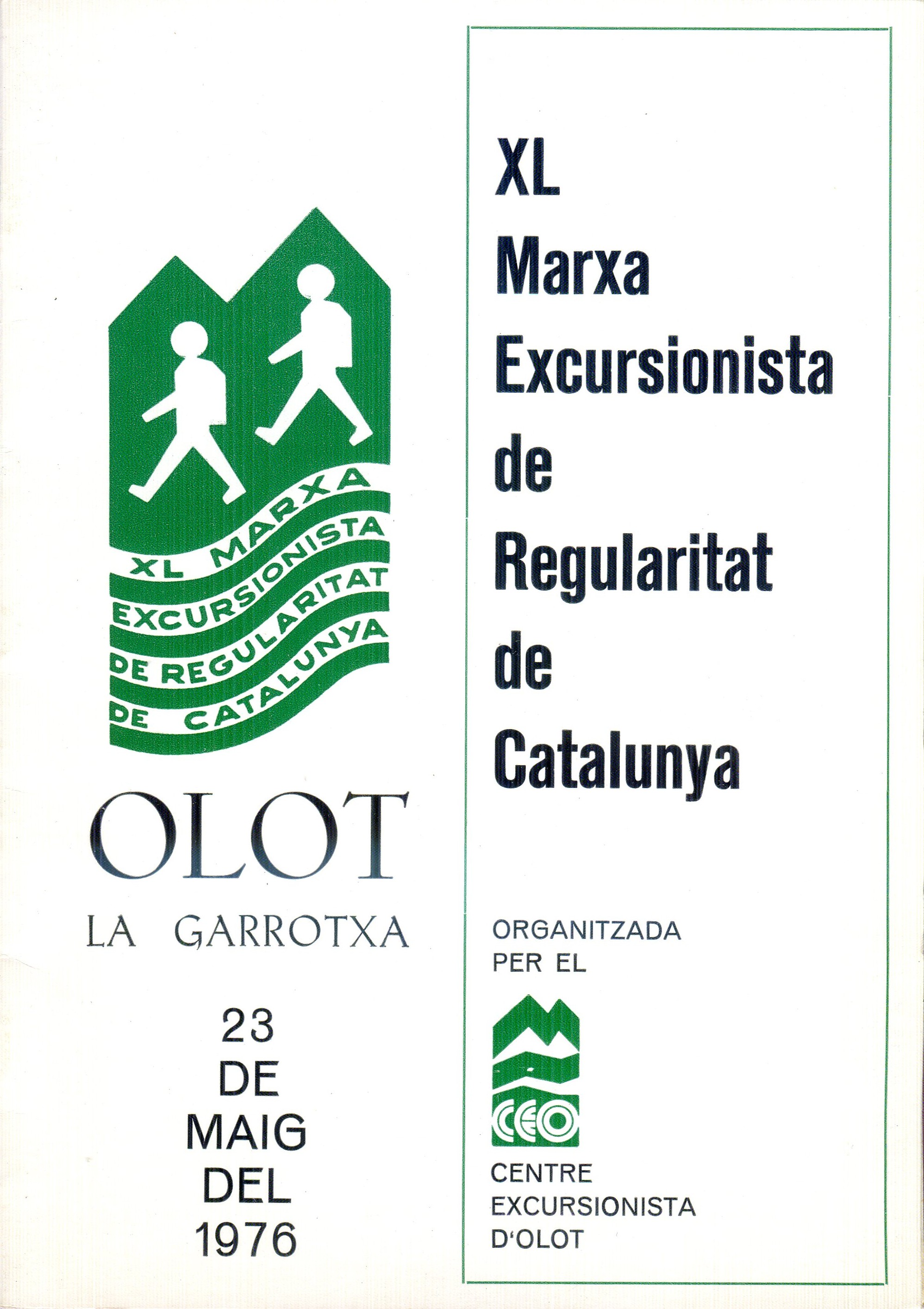 XL Marxa Excursionista de Regularitat de Catalunya : Olot : La Garrotxa : 23 de maig del 1976 - Portada