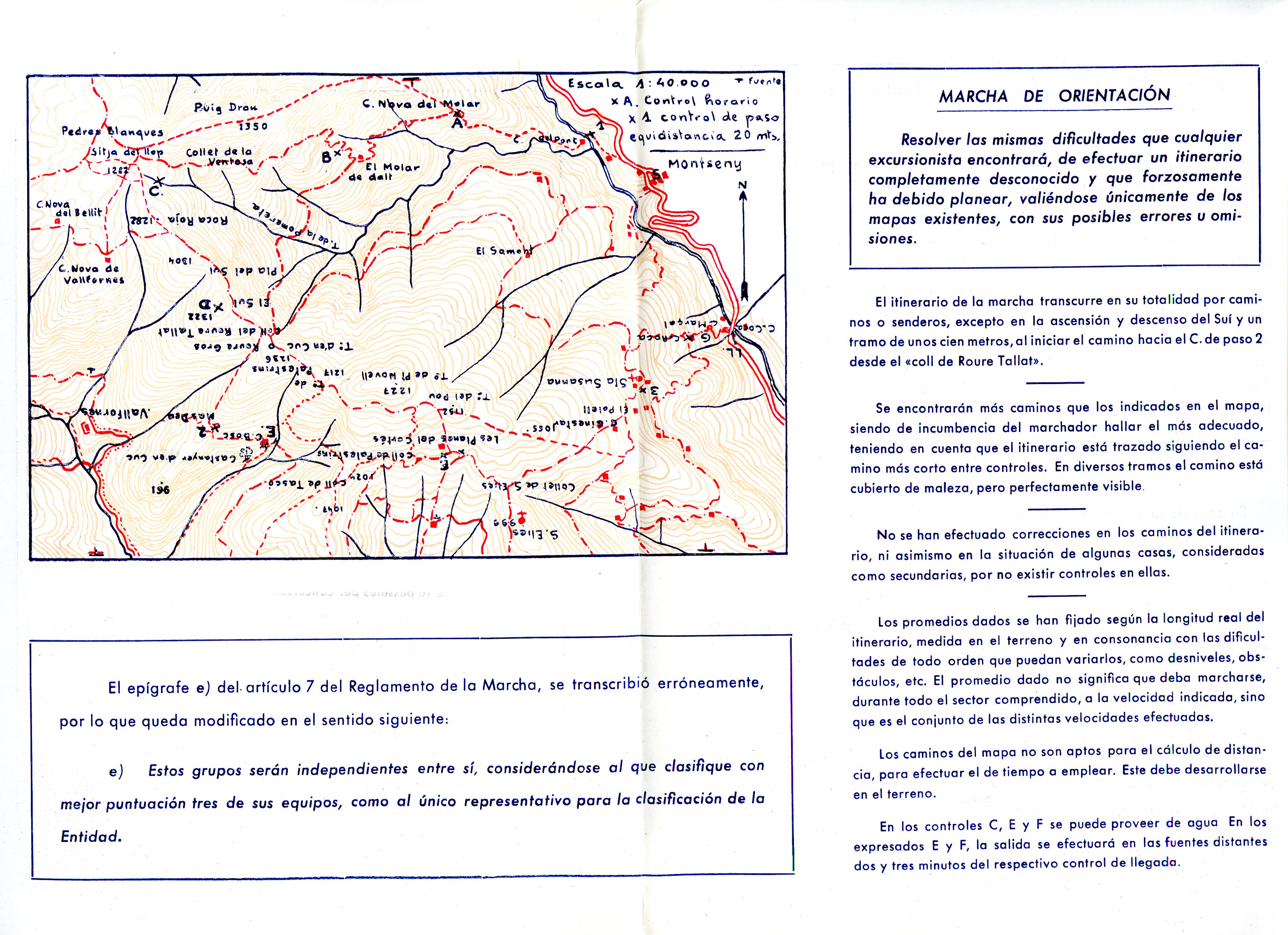 XVI Marcha Excursionista de Orientación por Montaña : Organizada por la Sección de Montaña del Club Excursionista Pirenaico en conmemoración del XXIX Aniversario de su fundación : 22 d'octubre de 1961 - Miniatura 2