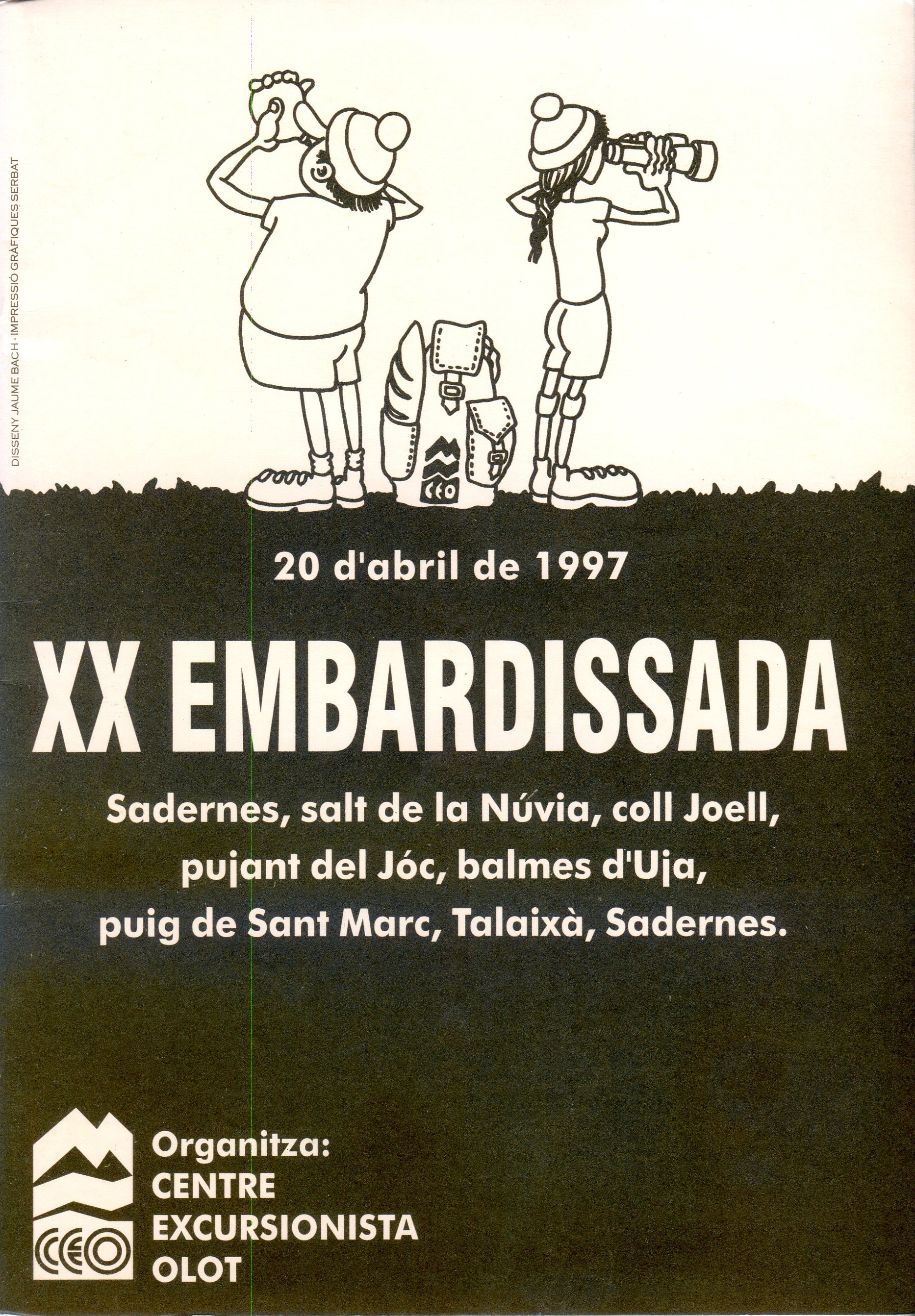XX Embardissada : Sadernes, salt de la Núvia, coll Joell, pujant del Jóc, balmes d'Uja, puig de Sant Marc, Talaixà, Sadernes : 20 d'abril de 1997 - Portada