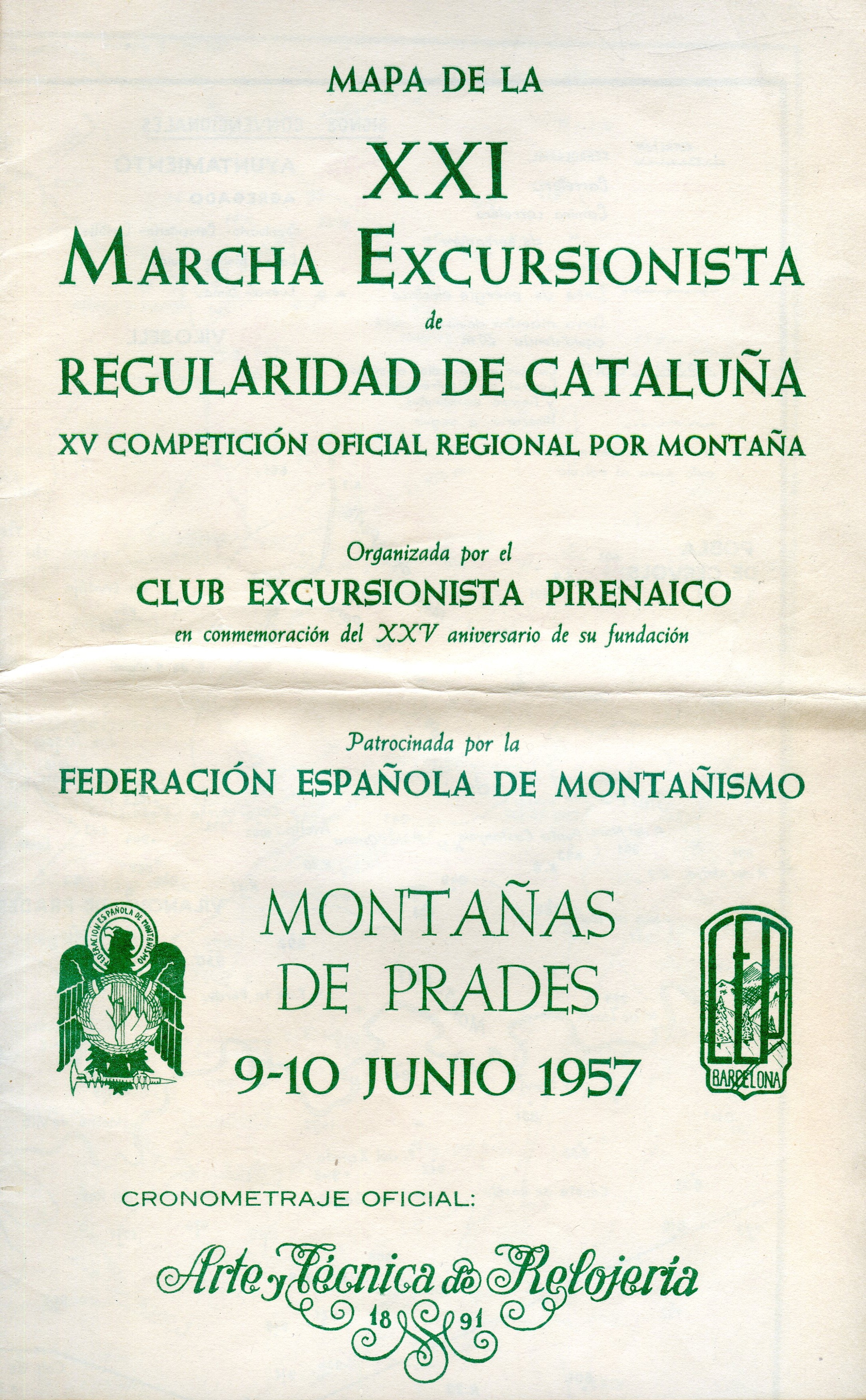 Mapa de la XXI Marcha Excursionista de Regularidad de Cataluña : XV Competición Oficial Regional por Montaña - Portada