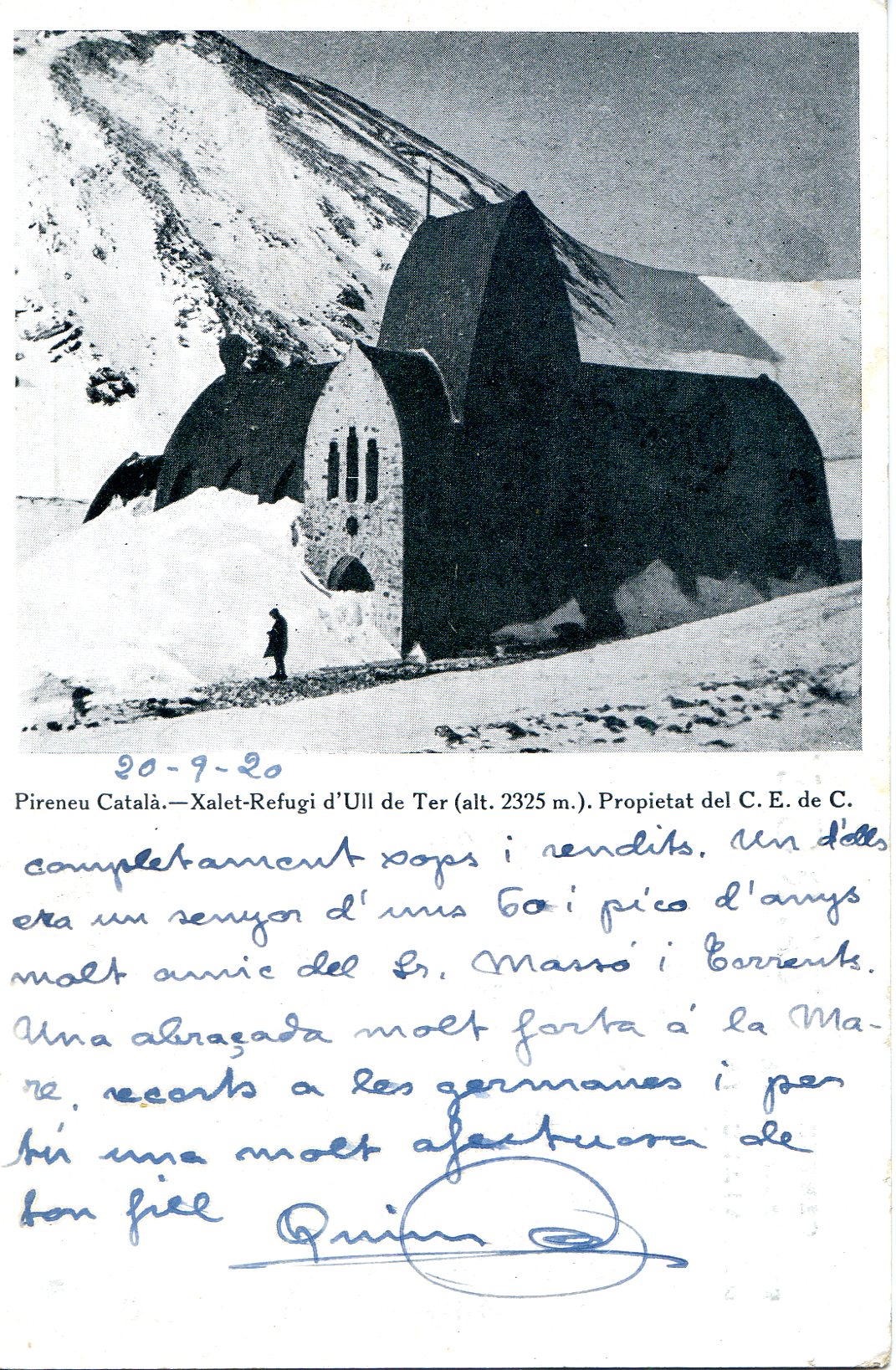 Pireneu Català : Xalet-Refugi d'Ull de Ter (alt. 2325 m.) : Propietat del C.E. de C. - Portada