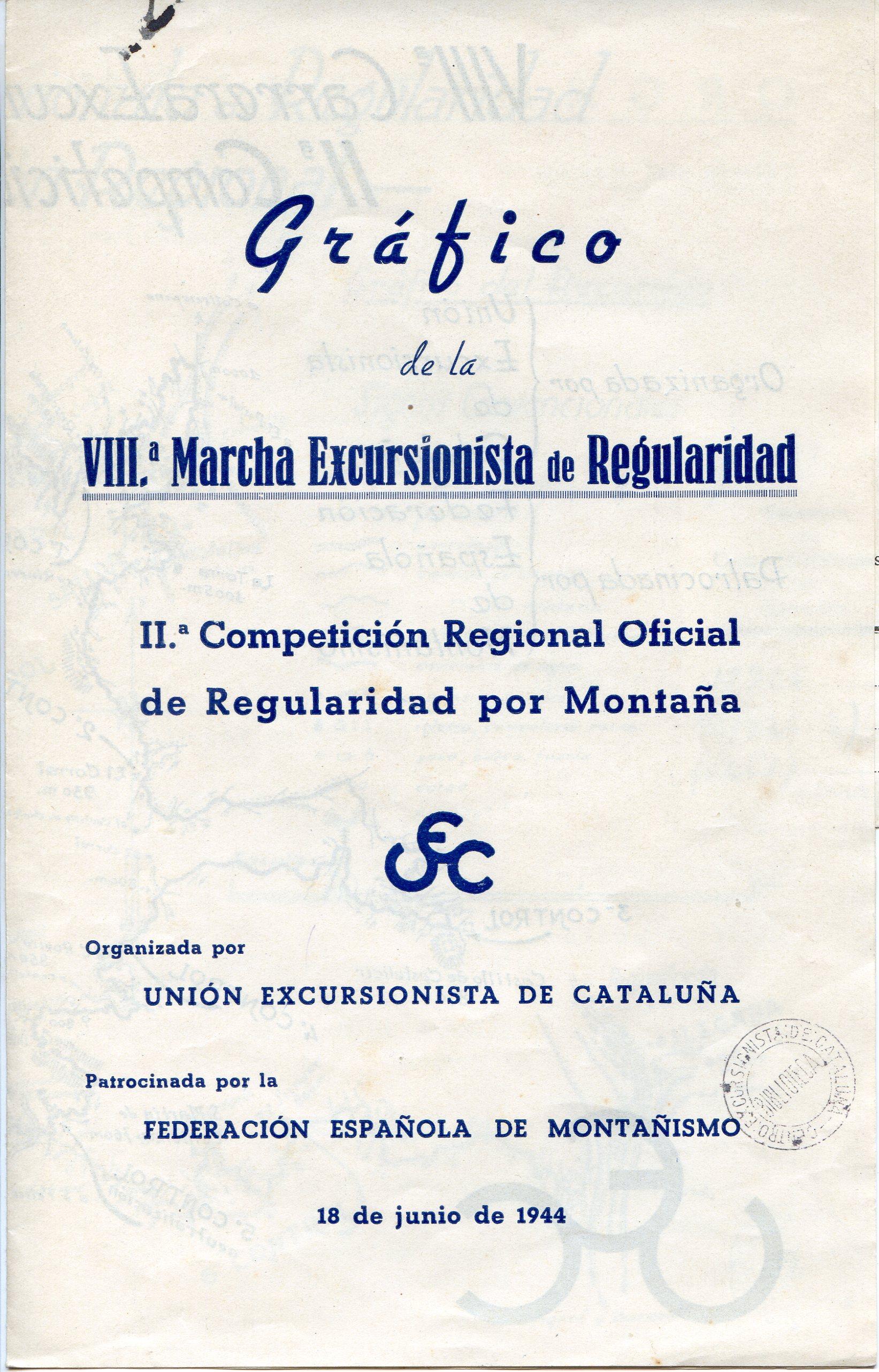 Gráfico de la VIIIª Marcha Excursionista de Regularidad : Iiª Competición Regional Oficial de Regularidad por Montaña - Portada
