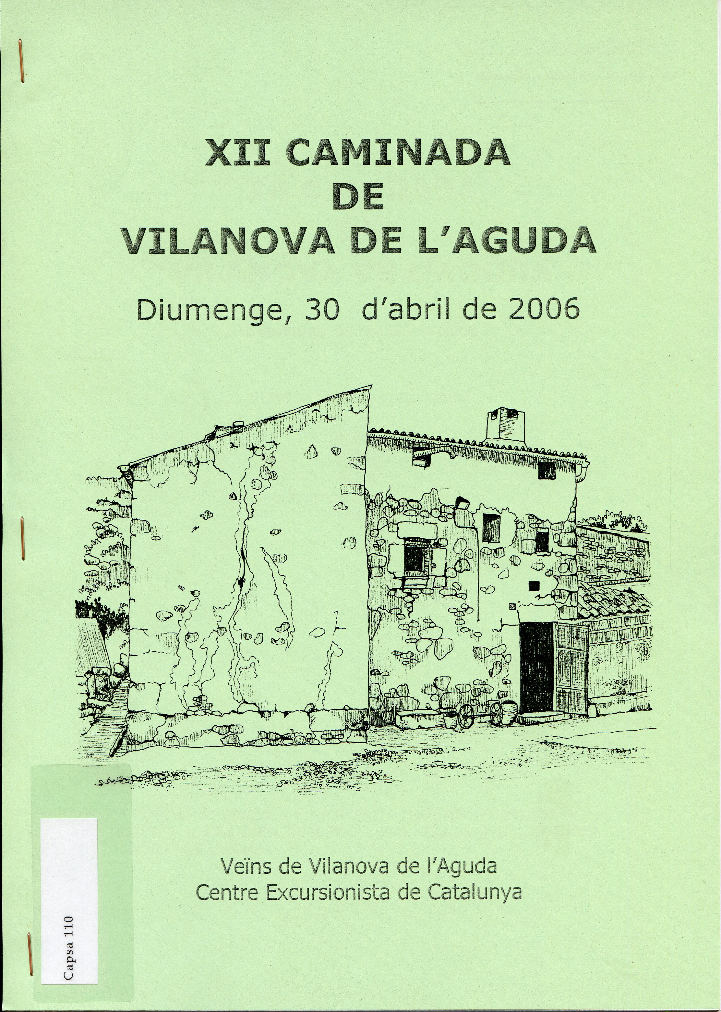 XII Caminada de Vilanova de l'Aguda : diumenge, 30 d'abril de 2006 - Portada