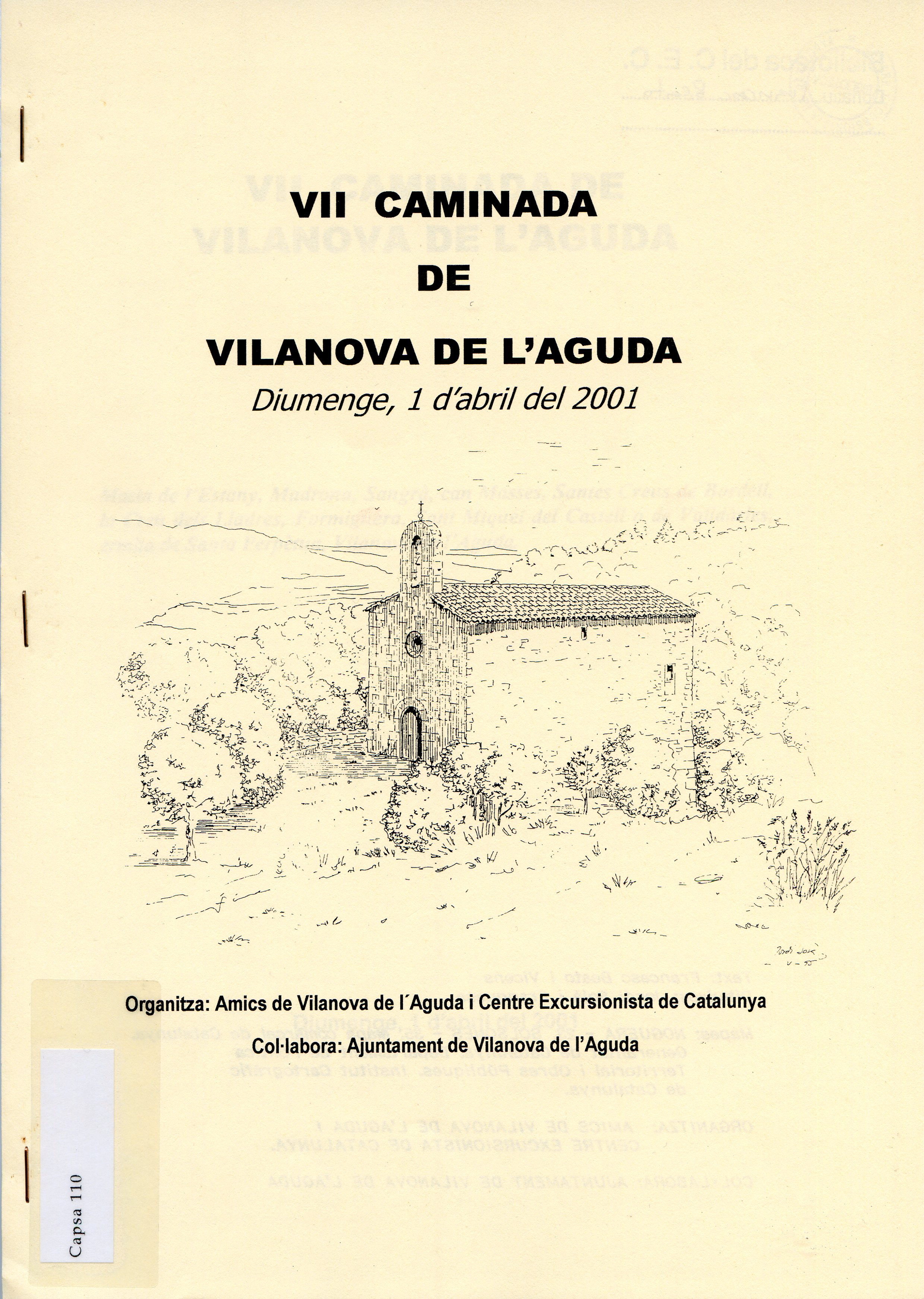 VII Caminada de Vilanova de l'Aguda : Diumenge, 1 d'abril del 2001 - Portada