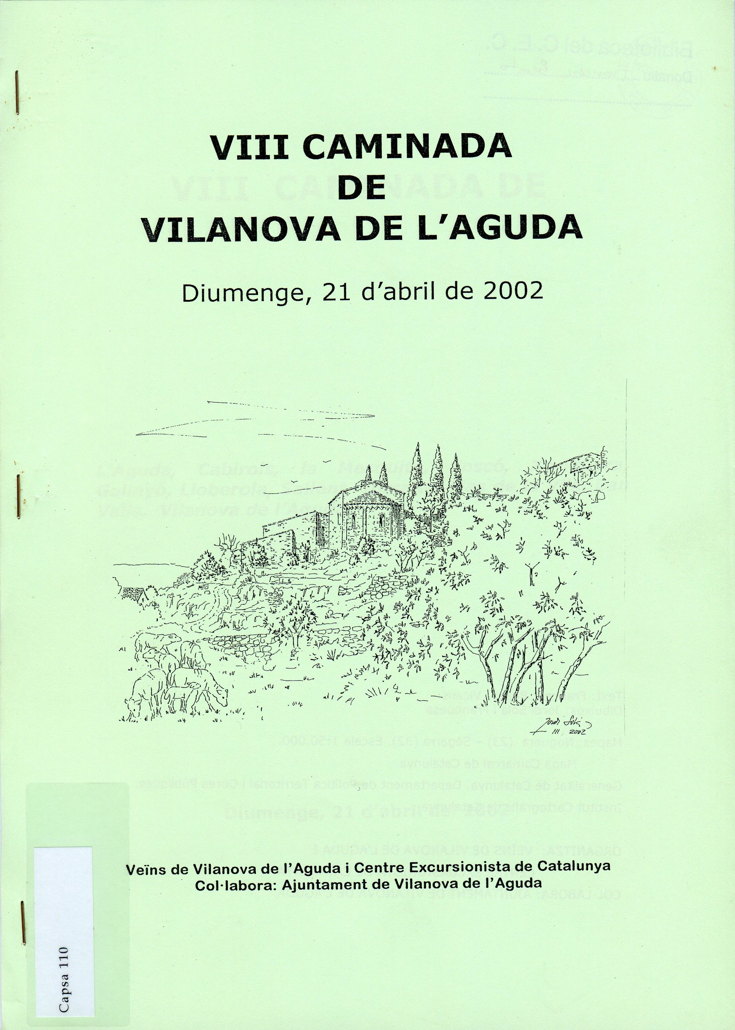 VIII Caminada de Vilanova de l'Aguda : Diumenge, 21 d'abril de 2002 - Portada