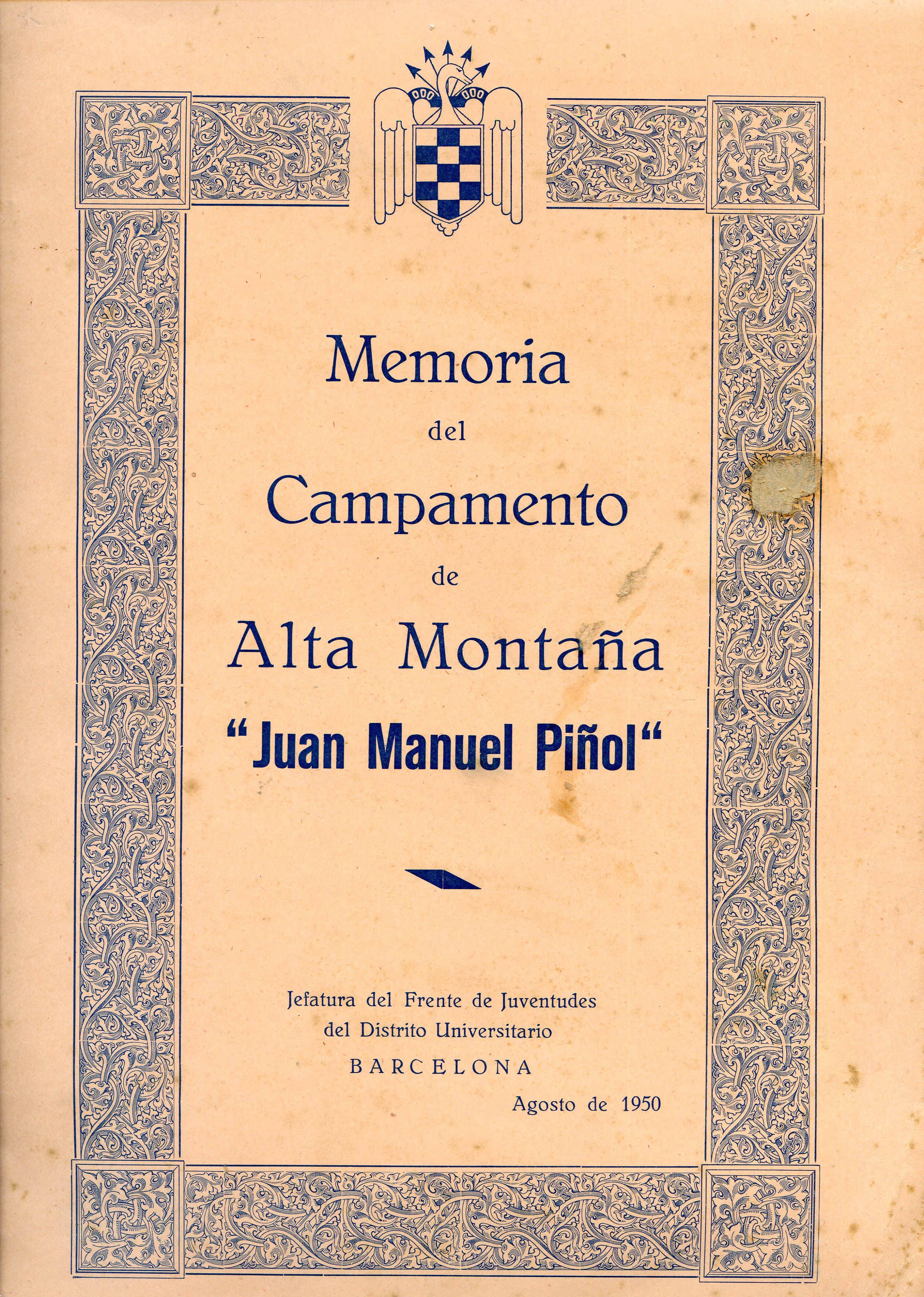 Memoria del campamento de alta montaña "Juan Manuel Piñol" - Portada