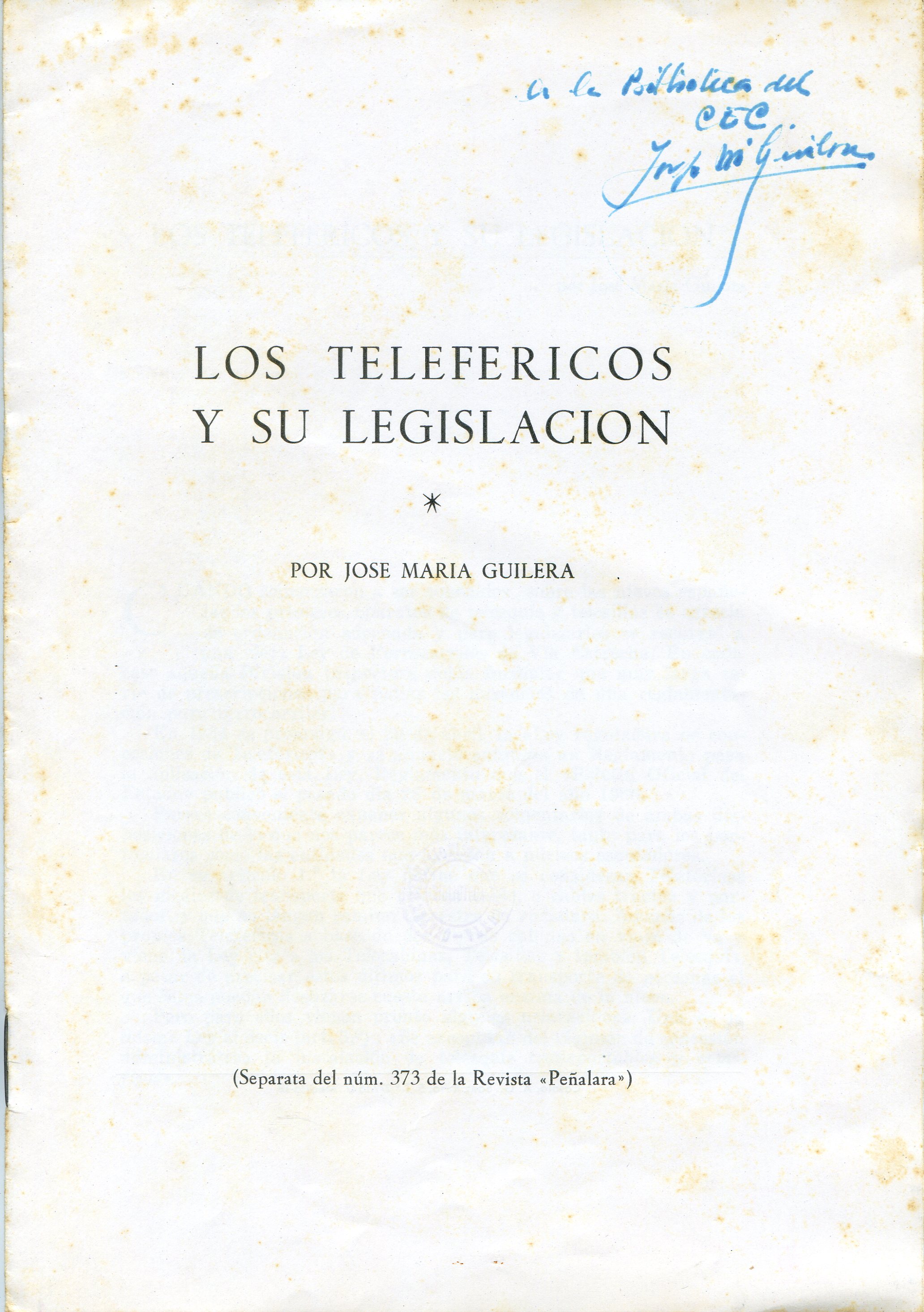telefericos y su legislación, Los - Portada
