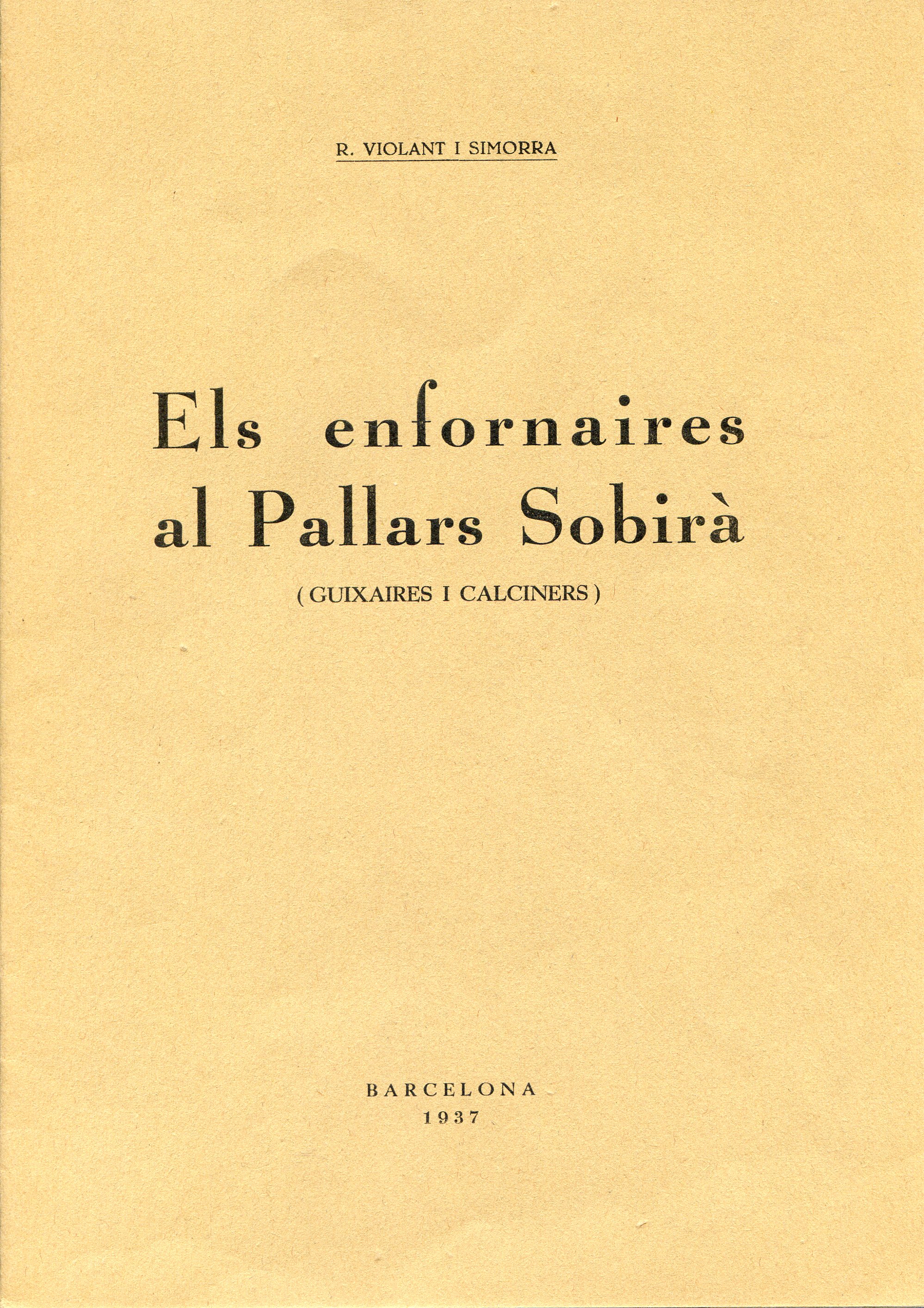 enfornaires al Pallars Sobirà, Els : (Guixaires i calciners) - Portada