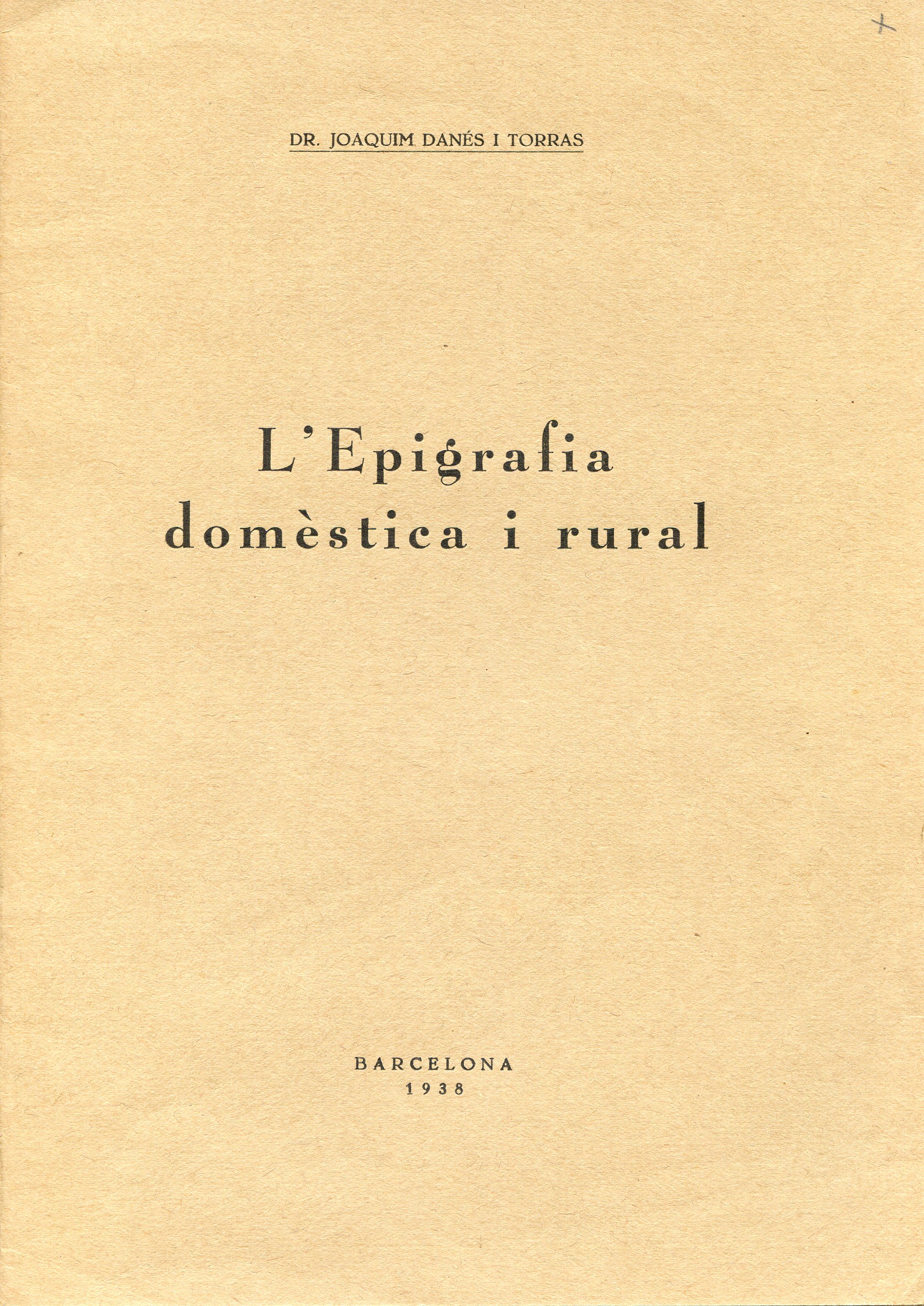Epigrafia domèstica i rural, L' - Portada