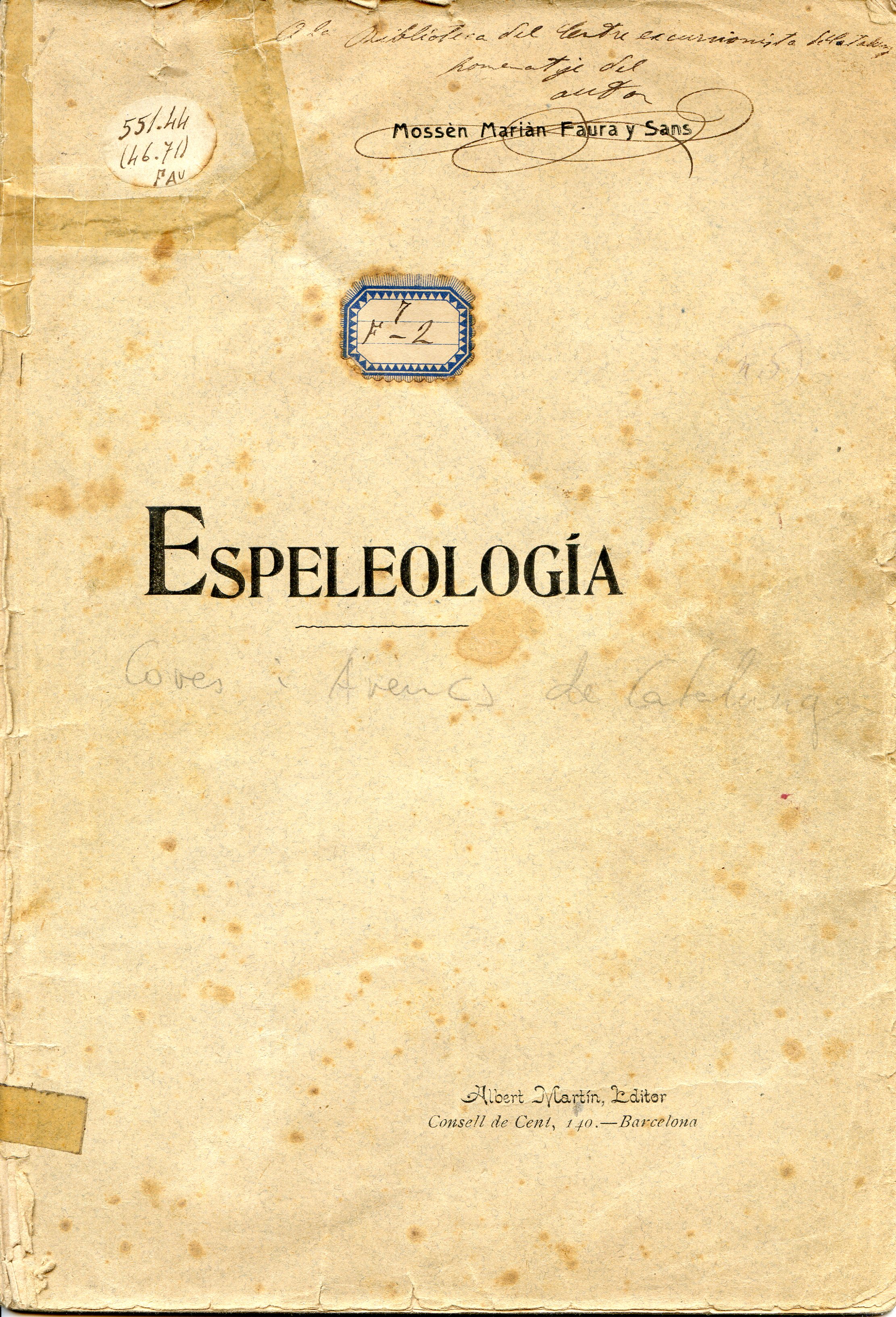 Espeleología : Coves y avenchs de Catalunya - Portada