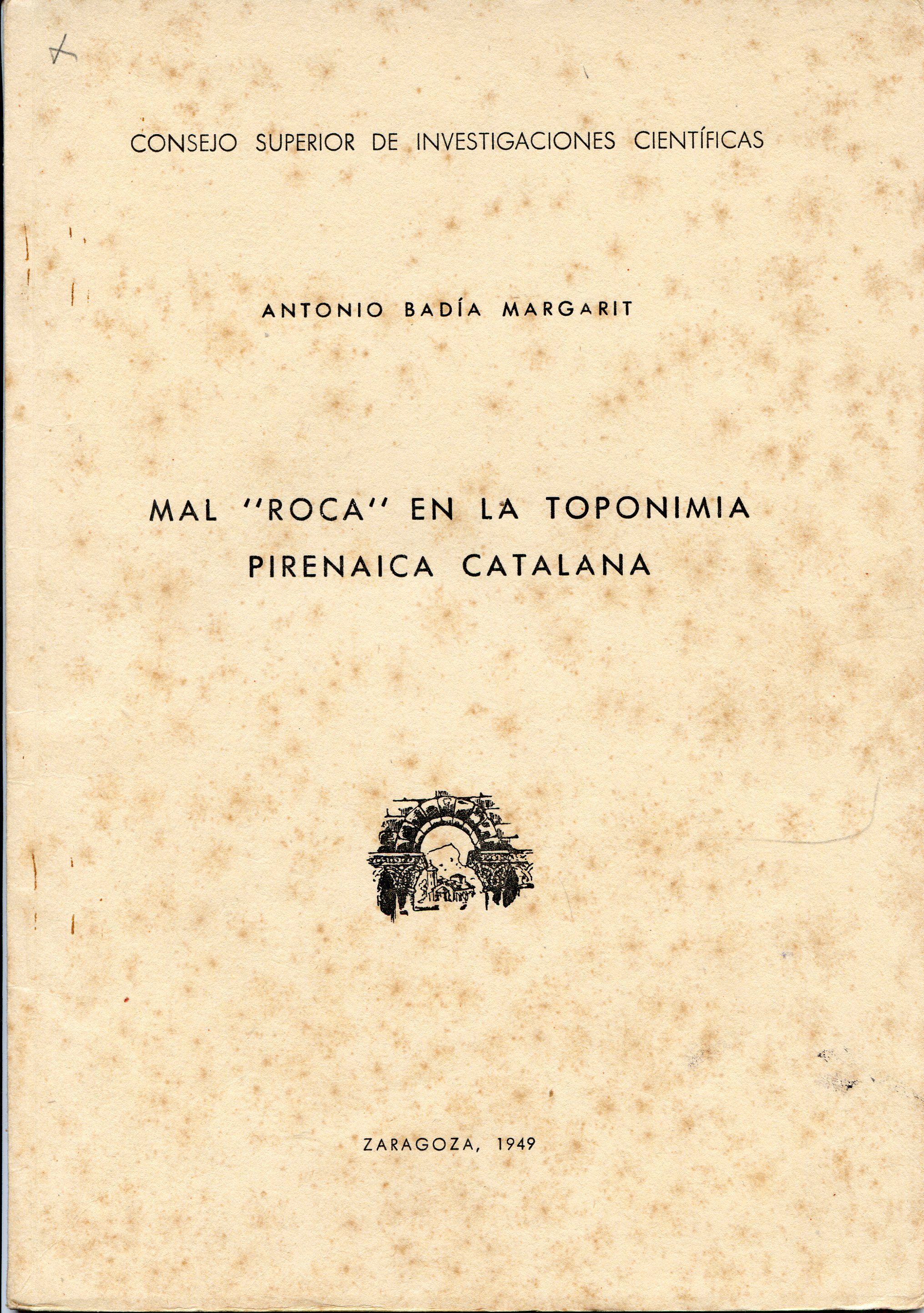 Mal "Roca" en la toponimia pirenaica catalana - Portada