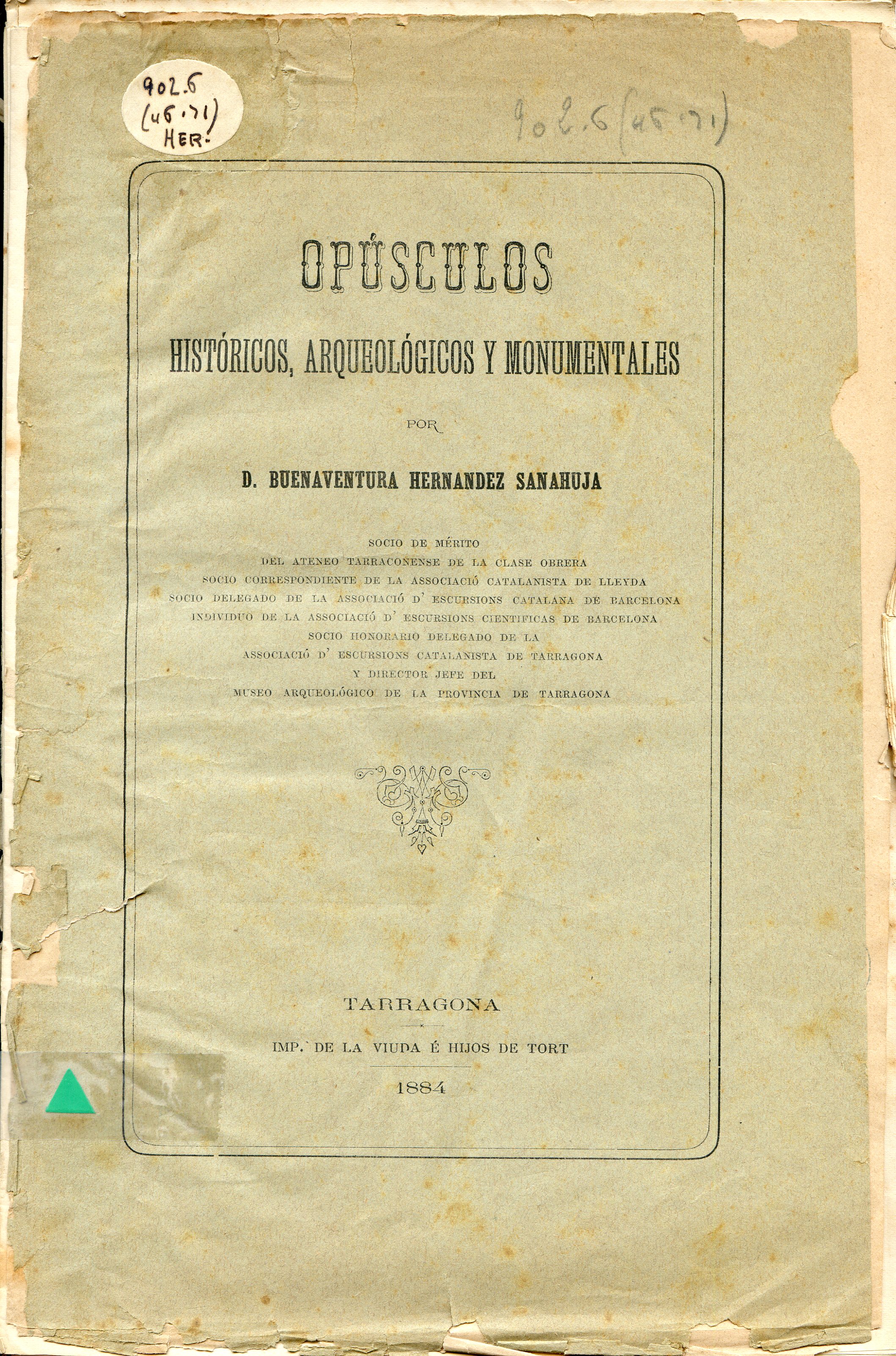 Opúsculos históricos, arqueológicos y monumentales - Portada