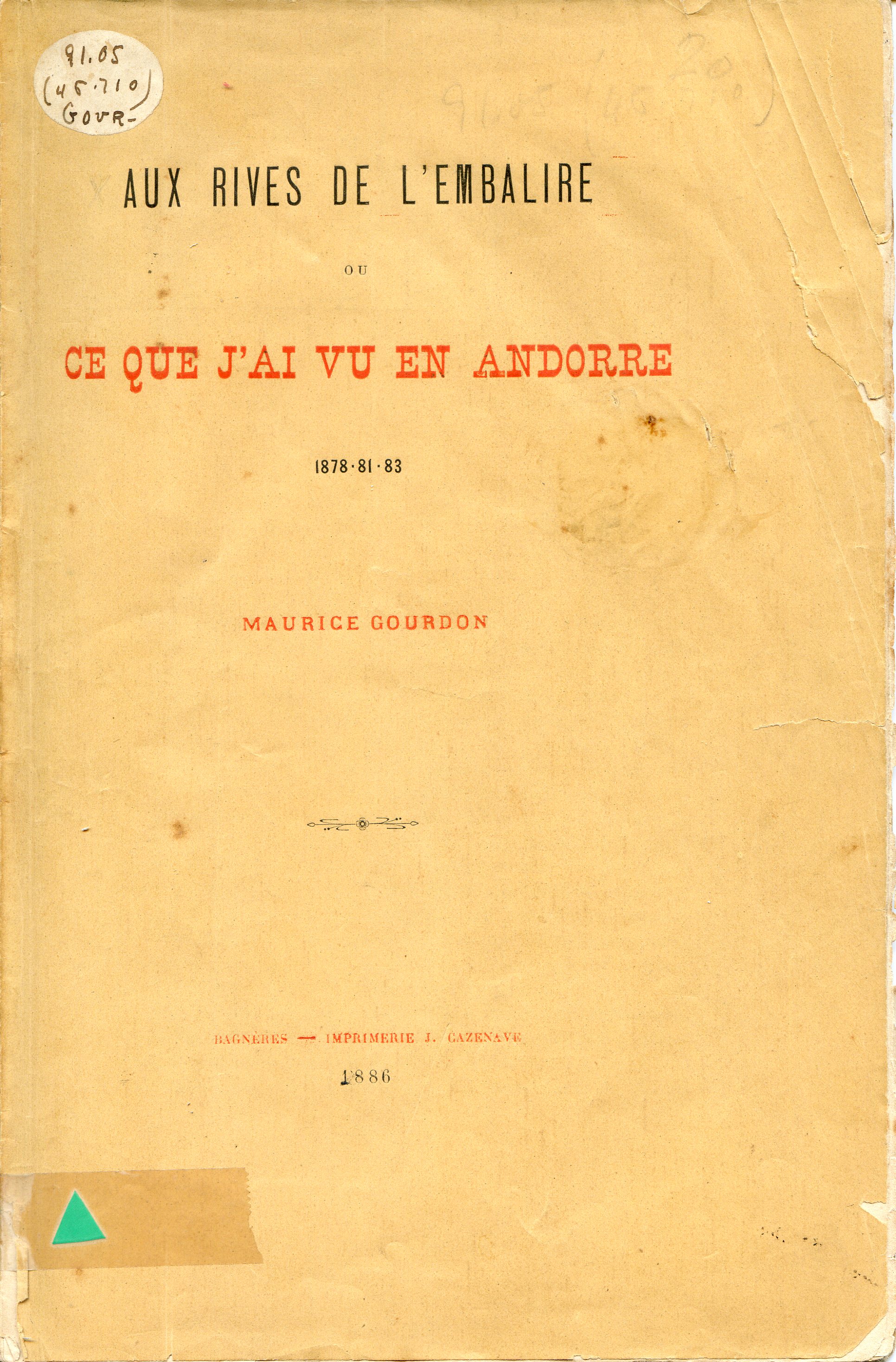 Aux rives de l'Embalire du ce que j'ai vu en Andorre 1878·81·83 - Portada