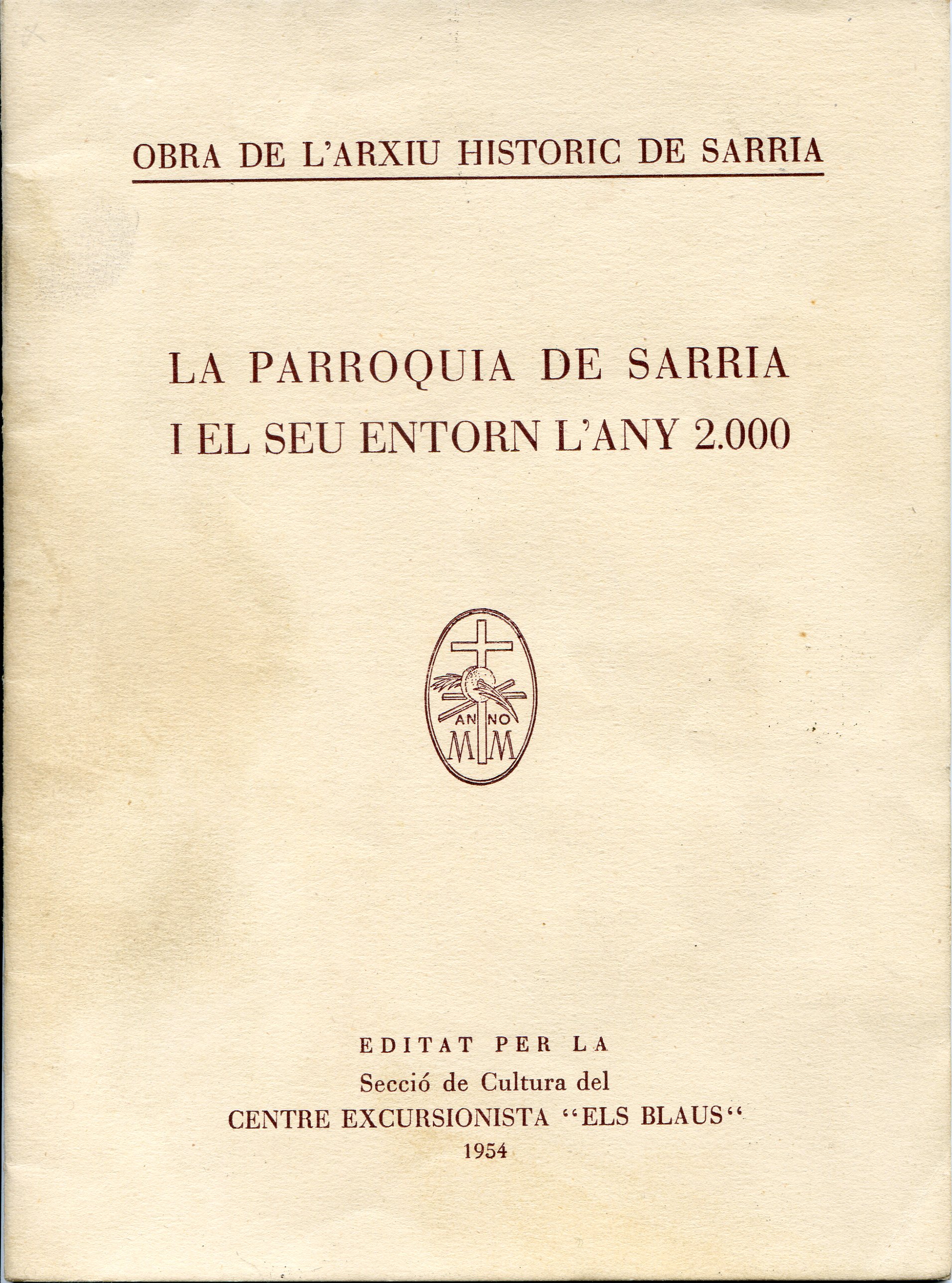 Parròquia de Sarrià i el seu entorn l'any 2000 - Portada
