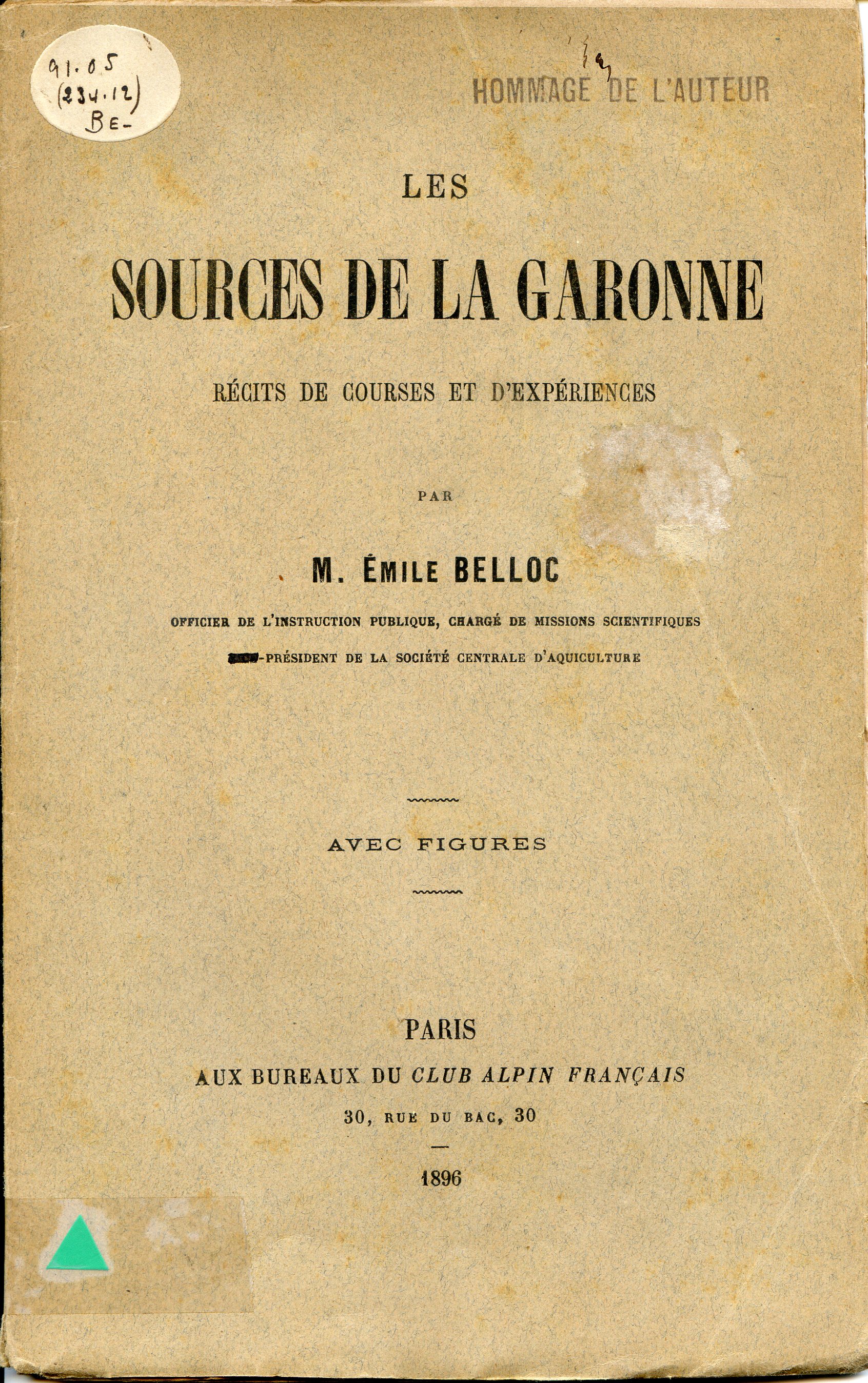 Sources de la Garonne, Les : Récits de cources et d'expériences - Portada