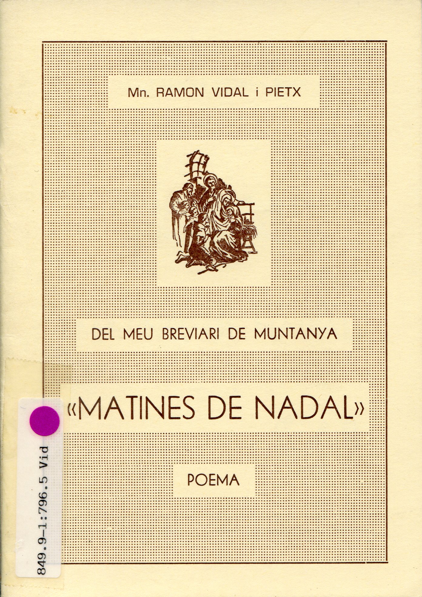 Del meu breviari de muntanya "Matines de Nadal" Poema - Portada