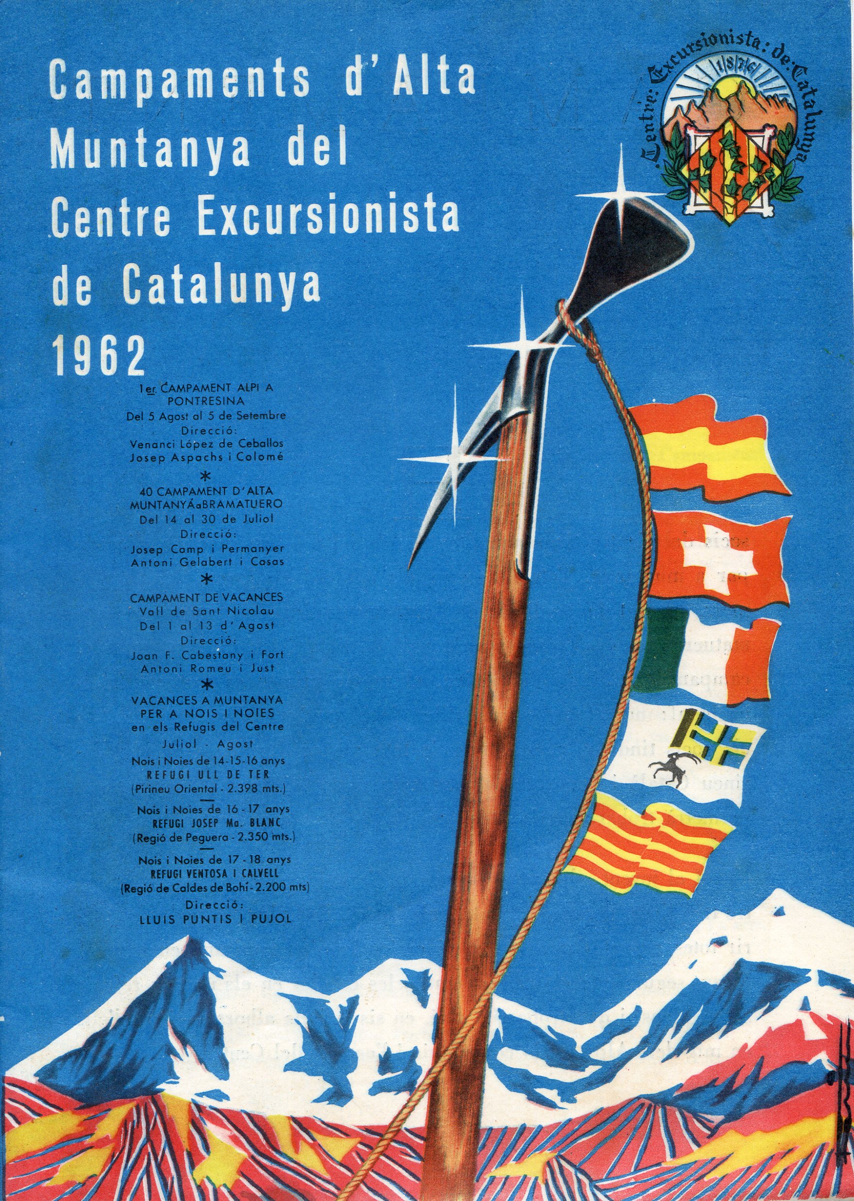 Campaments d'Alta Muntanya del Centre Excursionista de Catalunya 1962 - Portada