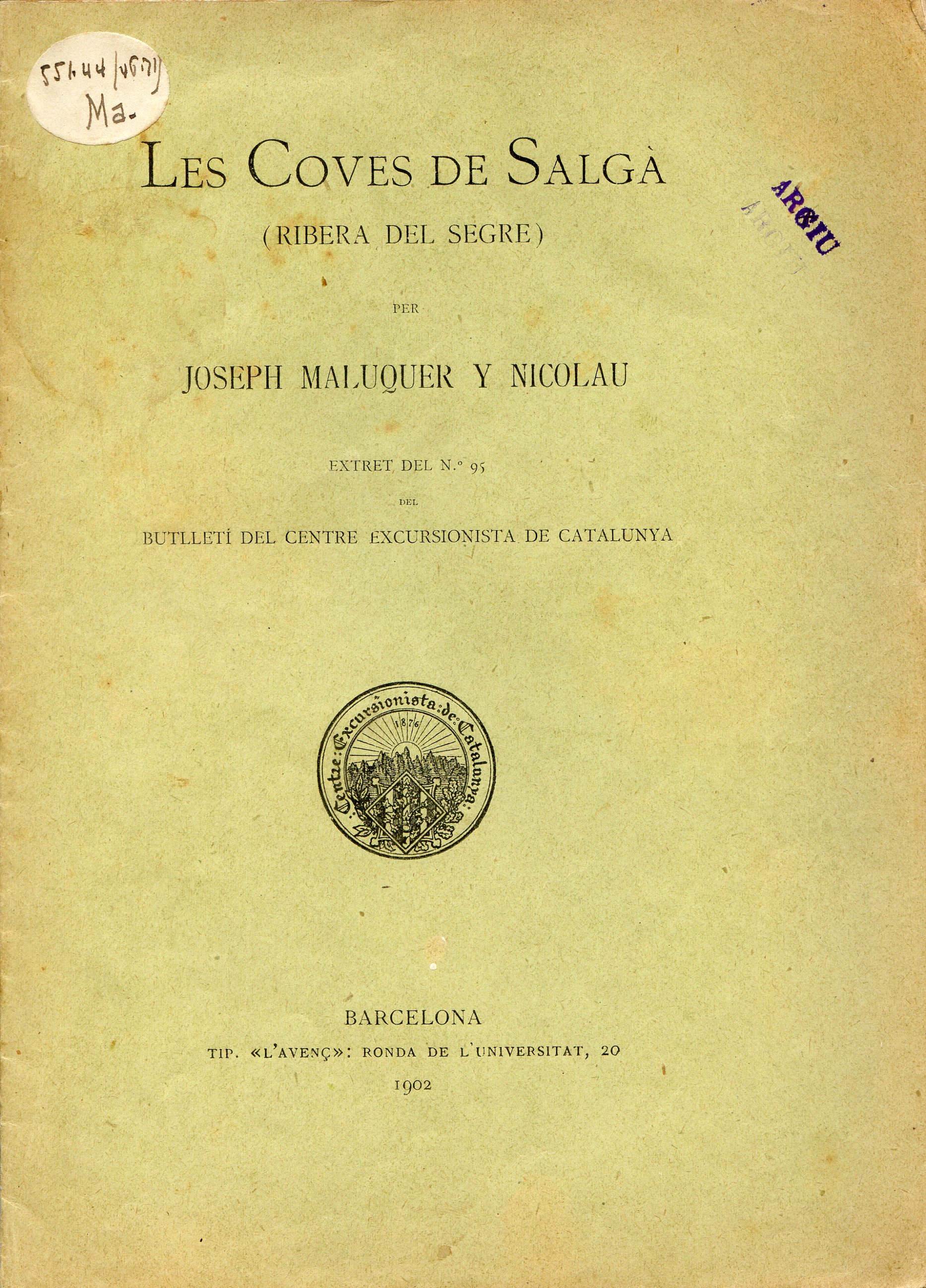 Coves de Salgà (Ribera del Segre) - Portada