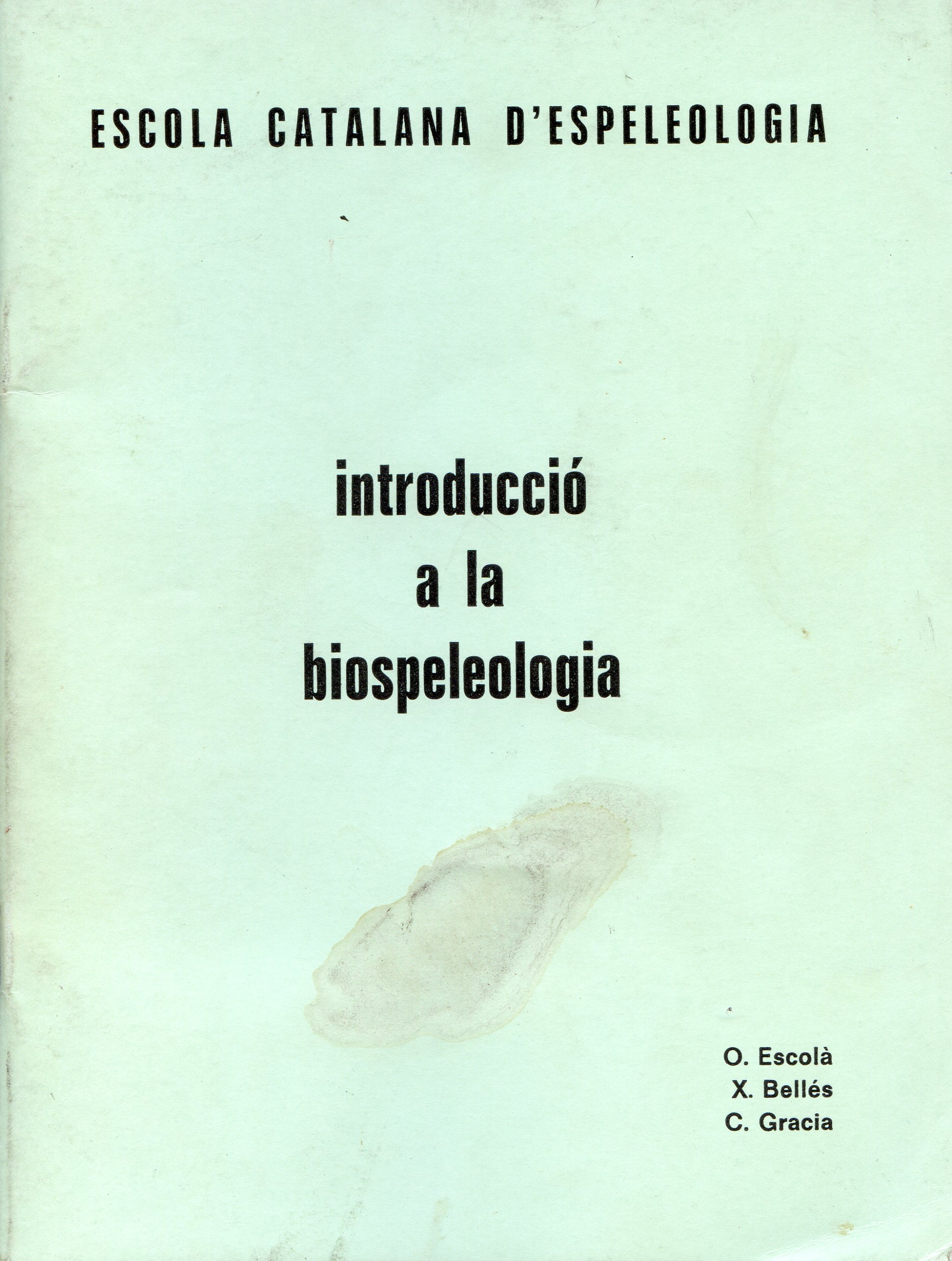 Introducció a la bioespeologia - Portada