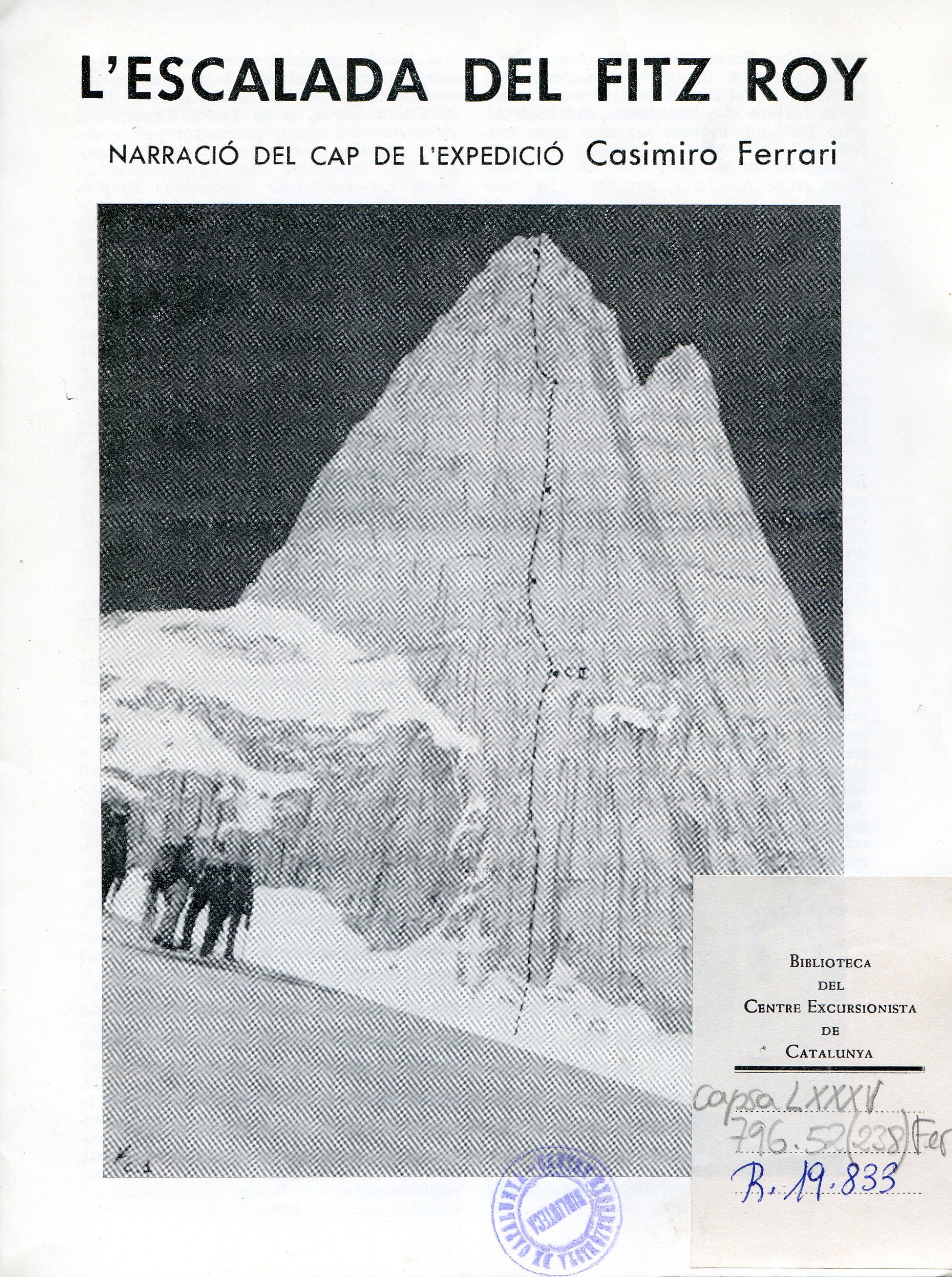 escalada del Fitz Roy, L' : Narració del cap de l'expedició Casimiro Ferrari - Portada