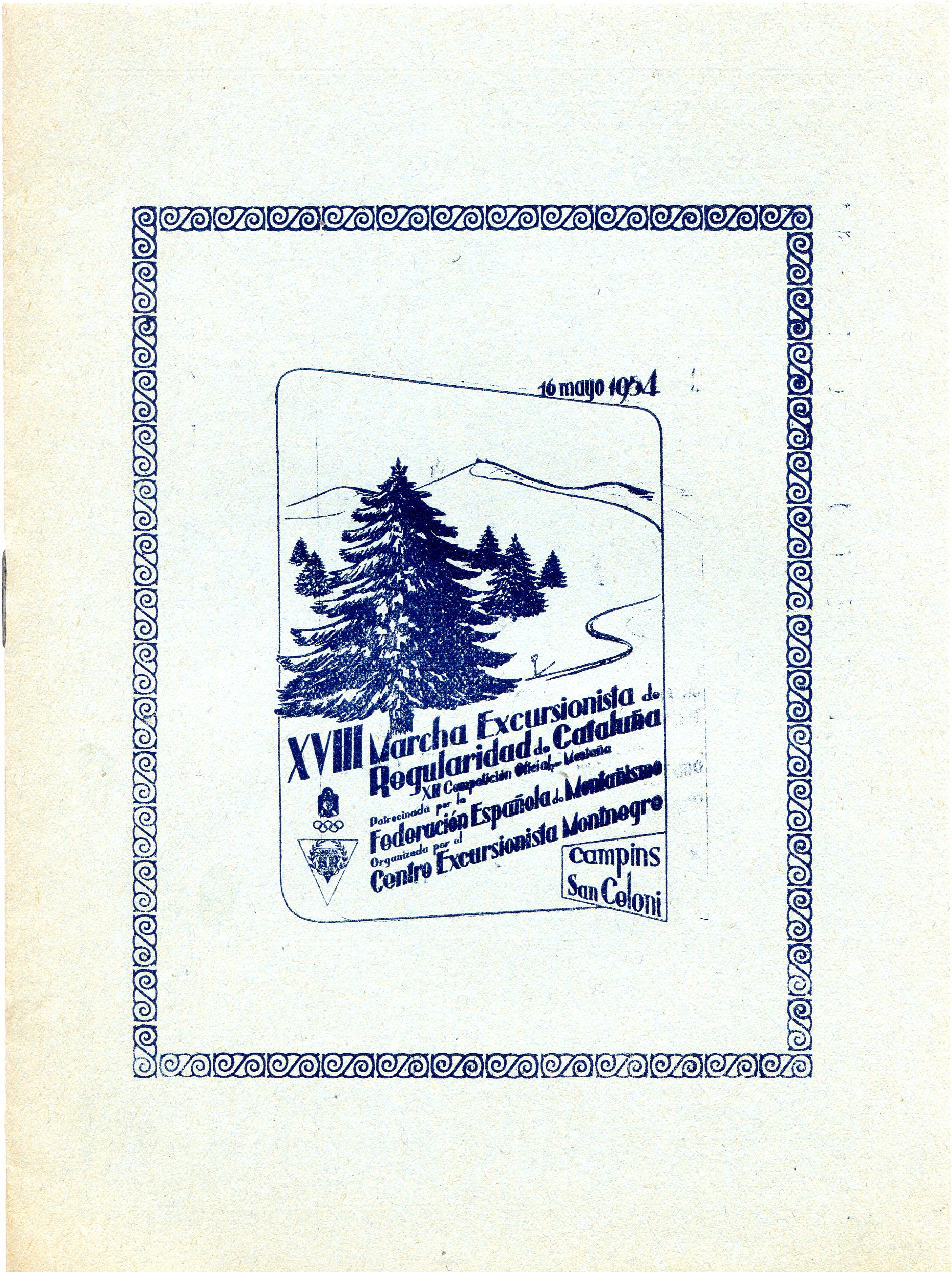 XVIII Marcha Excursionista de Regularidad de Cataluña : XII Competición Oficial Regional por Montaña - Portada