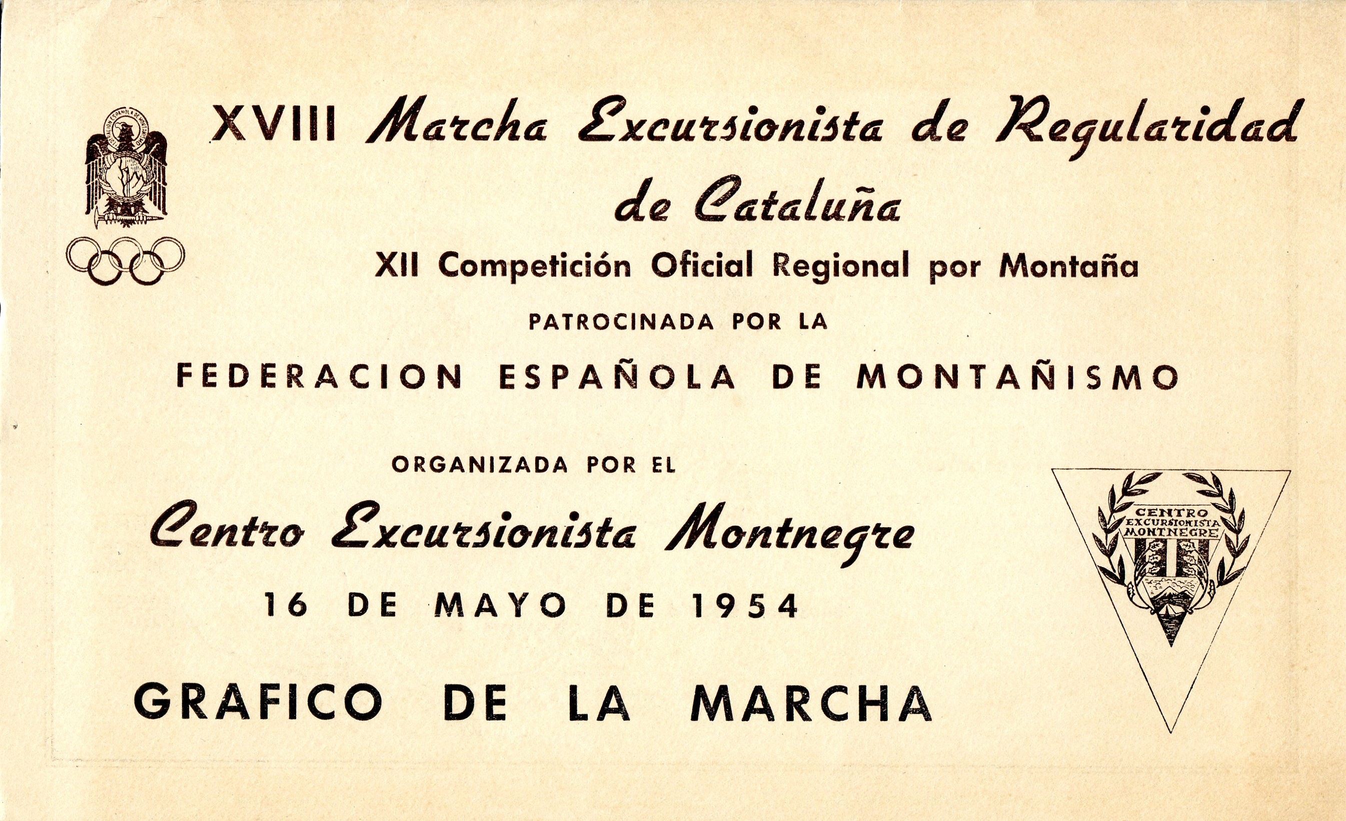 XVIII Marcha Excursionista de Regularidad de Cataluña : XII Competición Oficial Regional por Montaña - Portada