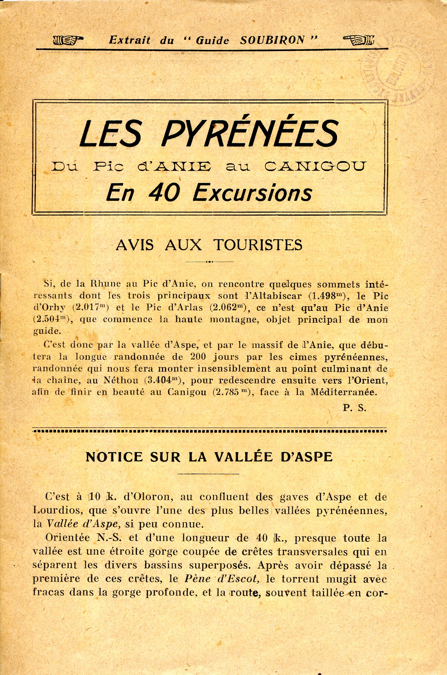 Guide Soubiron : Pyrénées, Les : Du Pic d'Anie au Canigou en 40 excursions (en fascicles) - Portada