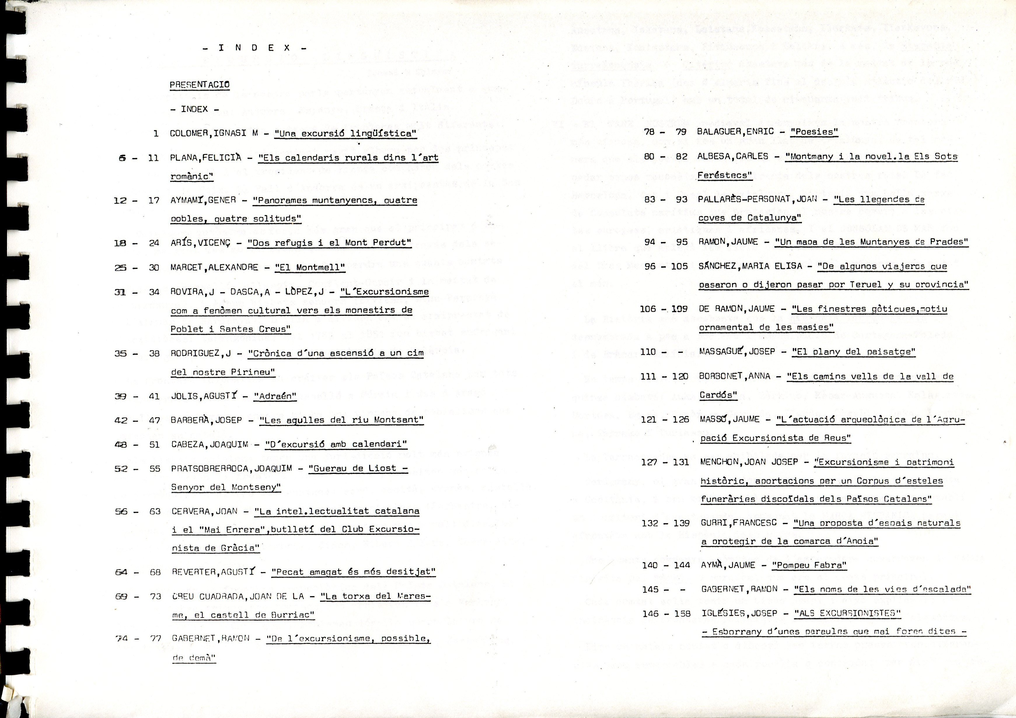 Memorial Josep Iglésies i Fort : I Jornades de Literatura Excursionista : Comunicacions : Barcelona, 5 i 6 de març de 1988 - Miniatura 2