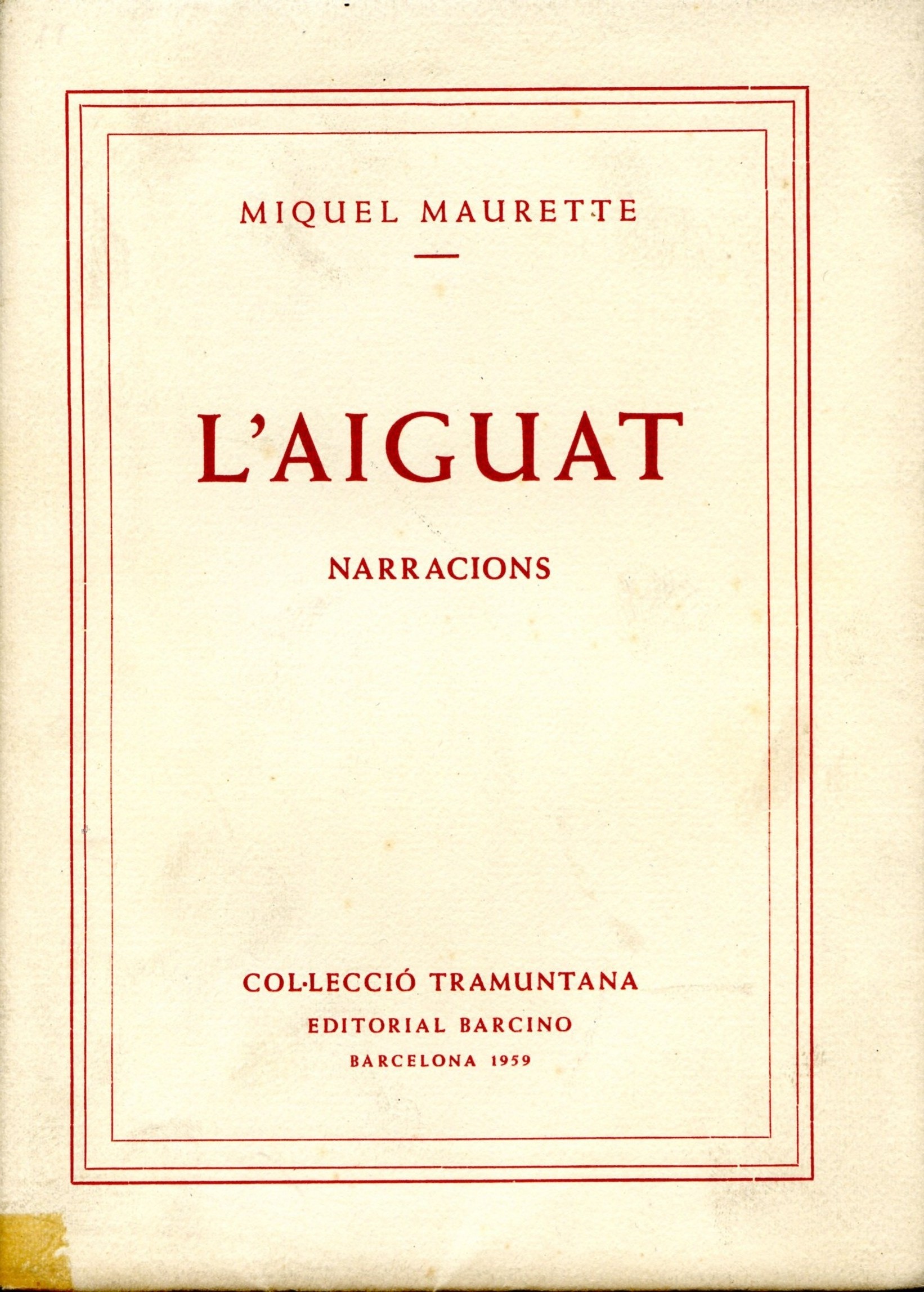 Aiguat, L' : Narracions - Portada