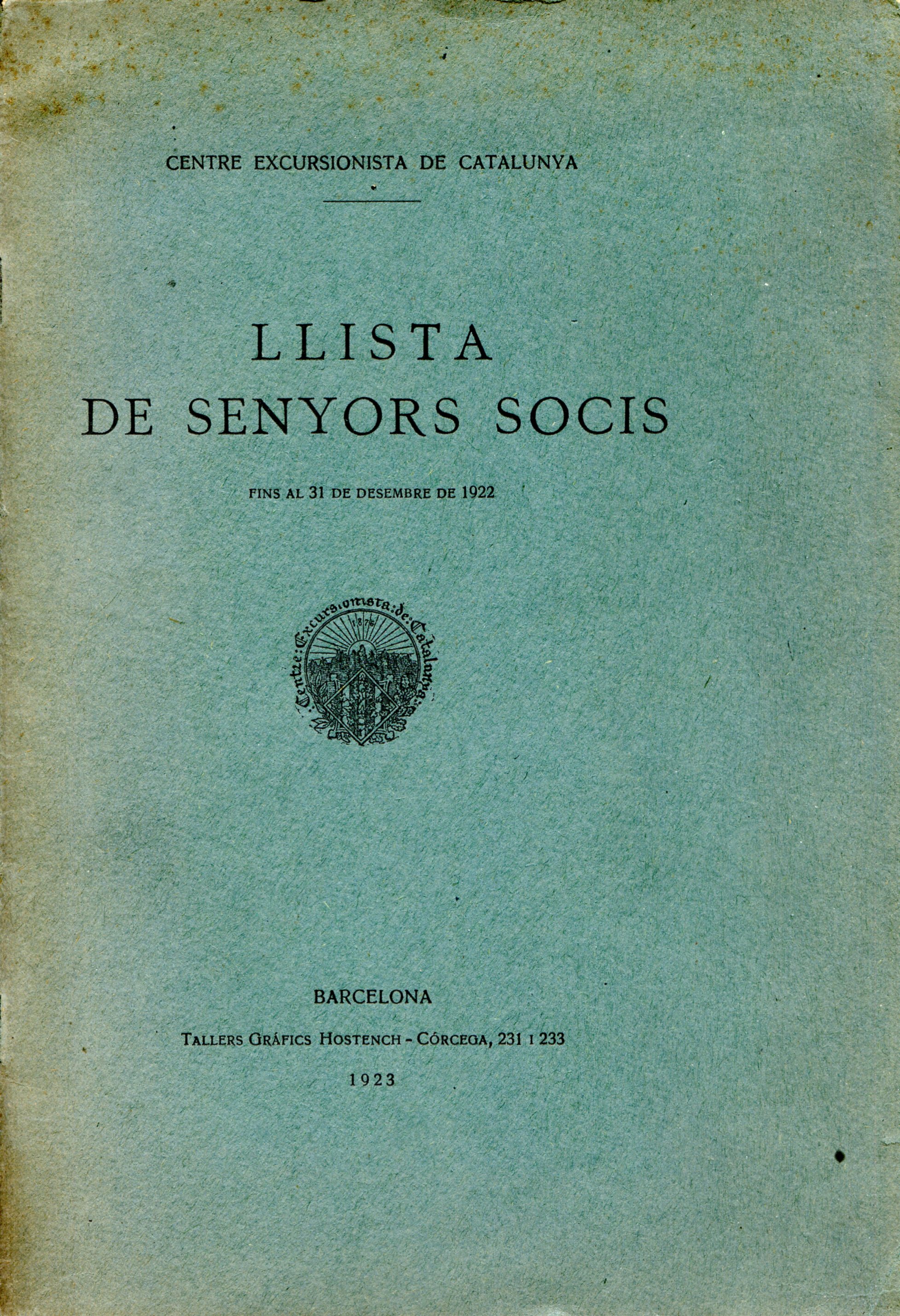 Excursió a l'Alt Vallés Occidental : Conferència donada en el Centre Excursionista de Catalunya el dia 7 de juny de 1929 - Portada