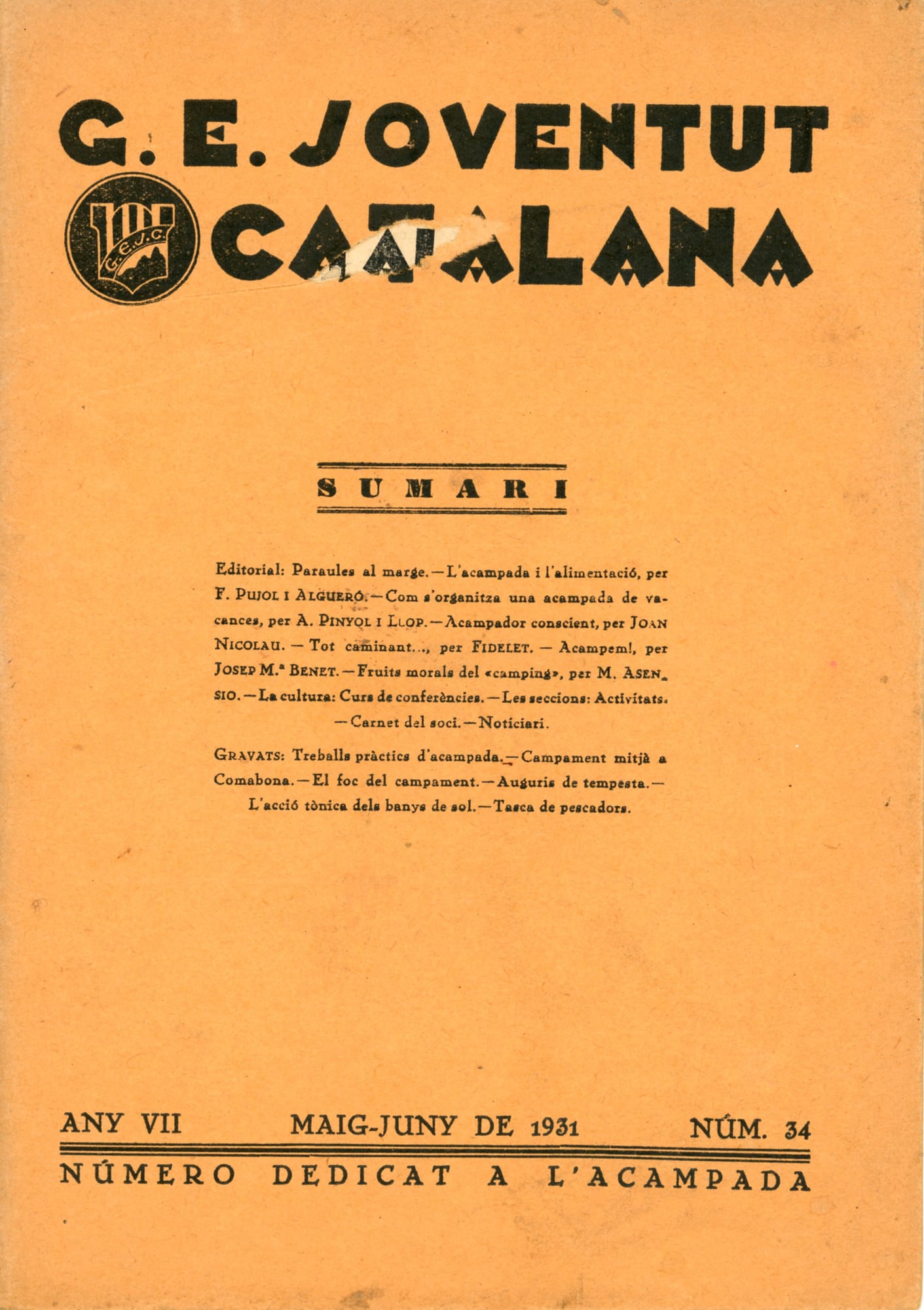 C. E. Joventut Catalana : Número dedicat a l'acampada - Portada